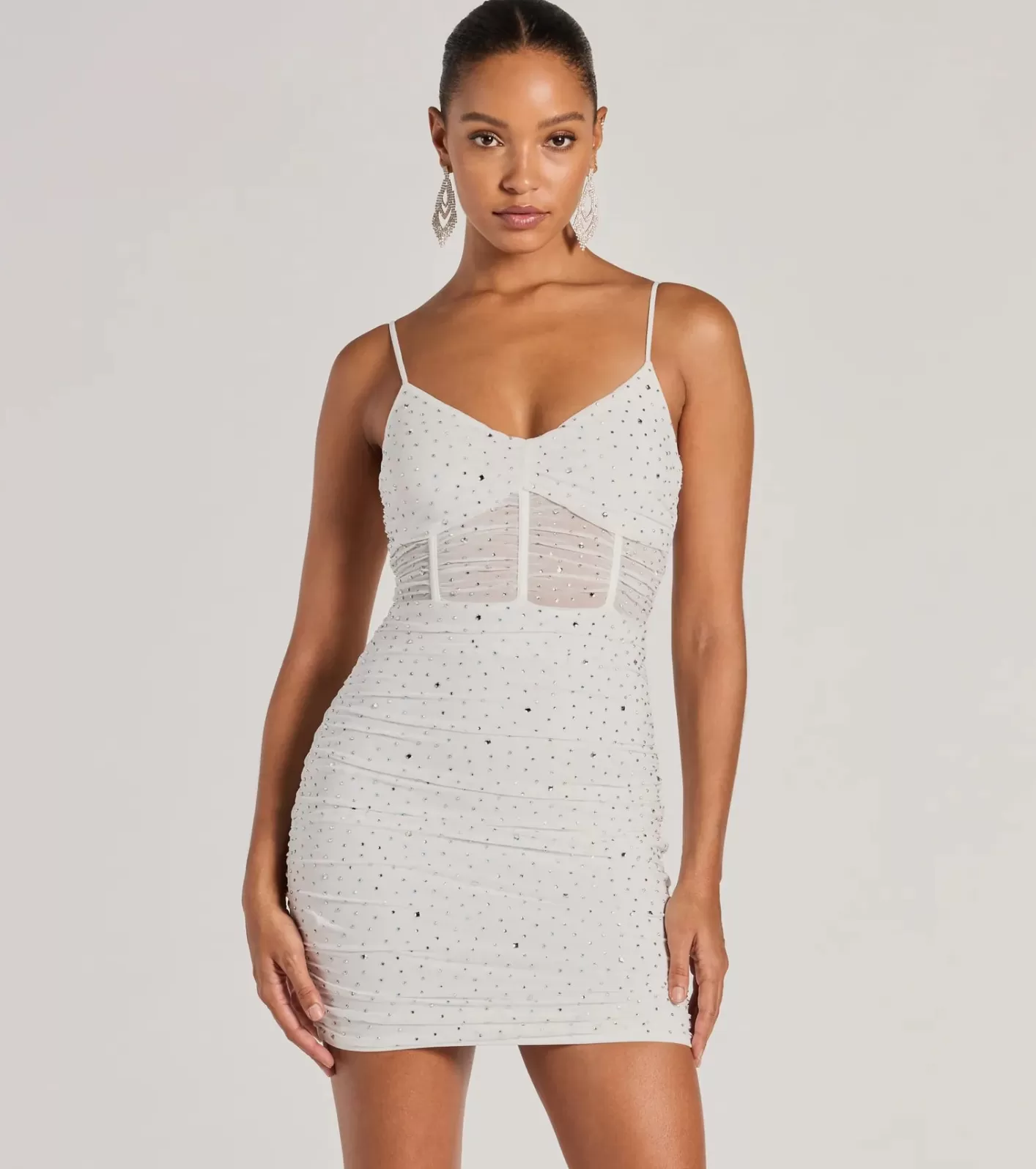 Windsor Kerrie Heatstone V-Neck Party Dress WHITE Fashion