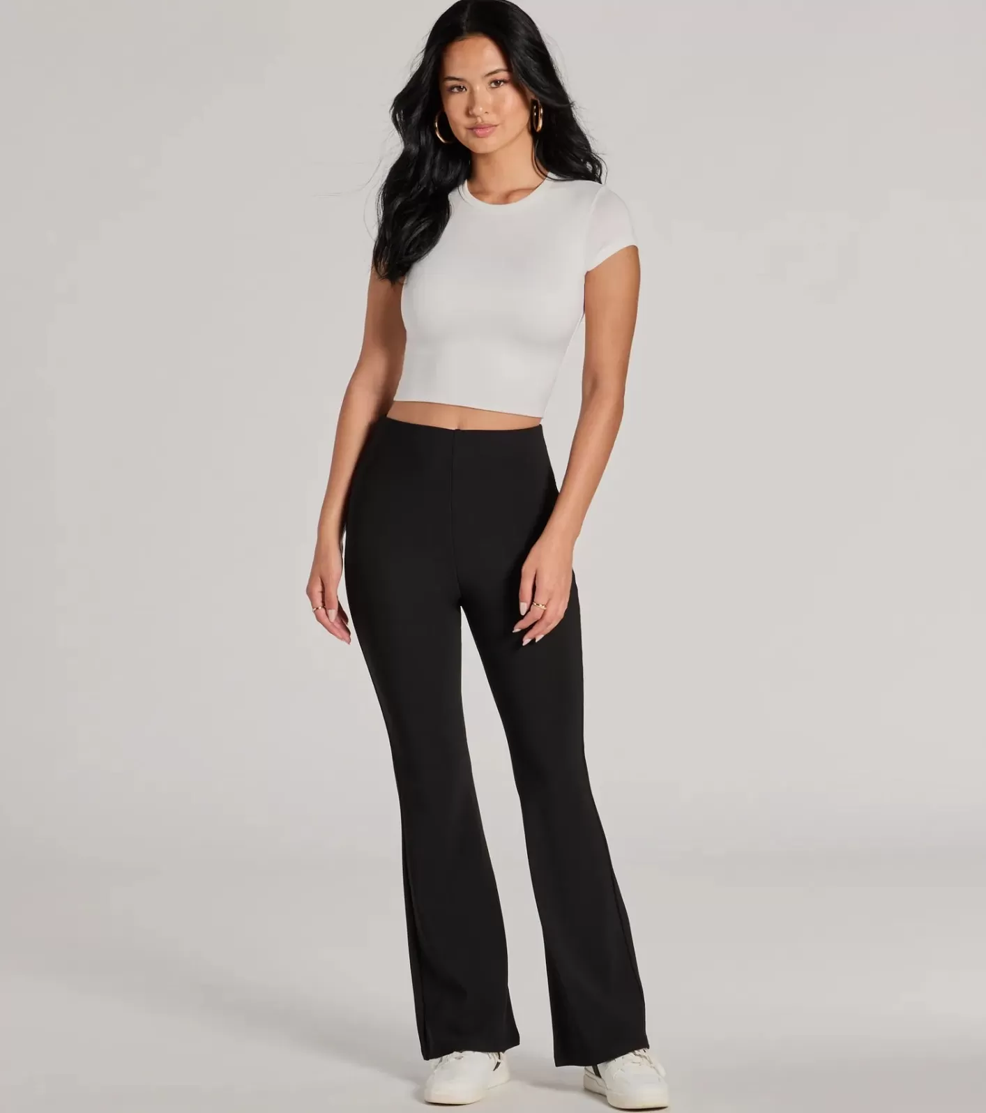 Windsor Laidback Look Ribbed Knit Flare Pants BLACK Clearance