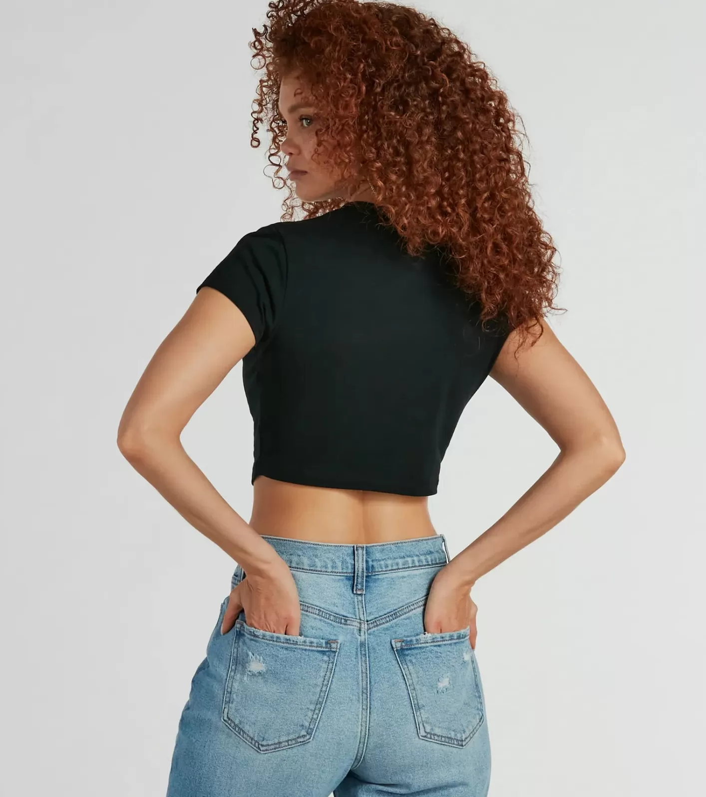 Windsor Let's Drink About It Crop Graphic Tee BLACK Clearance