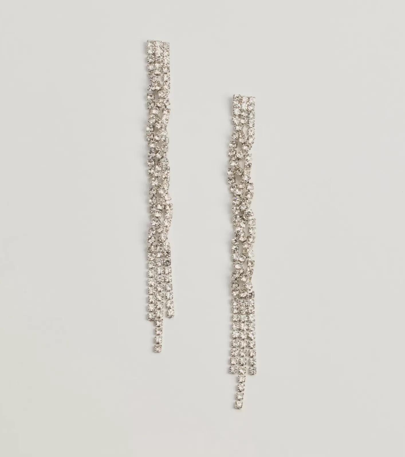 Windsor Living Luxe Rhinestone Fringe Twist Earrings SILVER Clearance