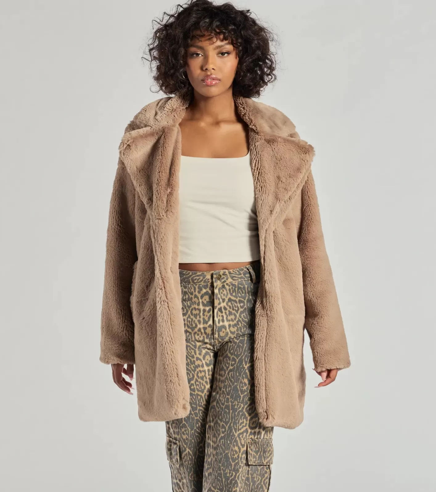 Windsor Luxe Layer Faux Fur Trench Coat MOCHA Shop