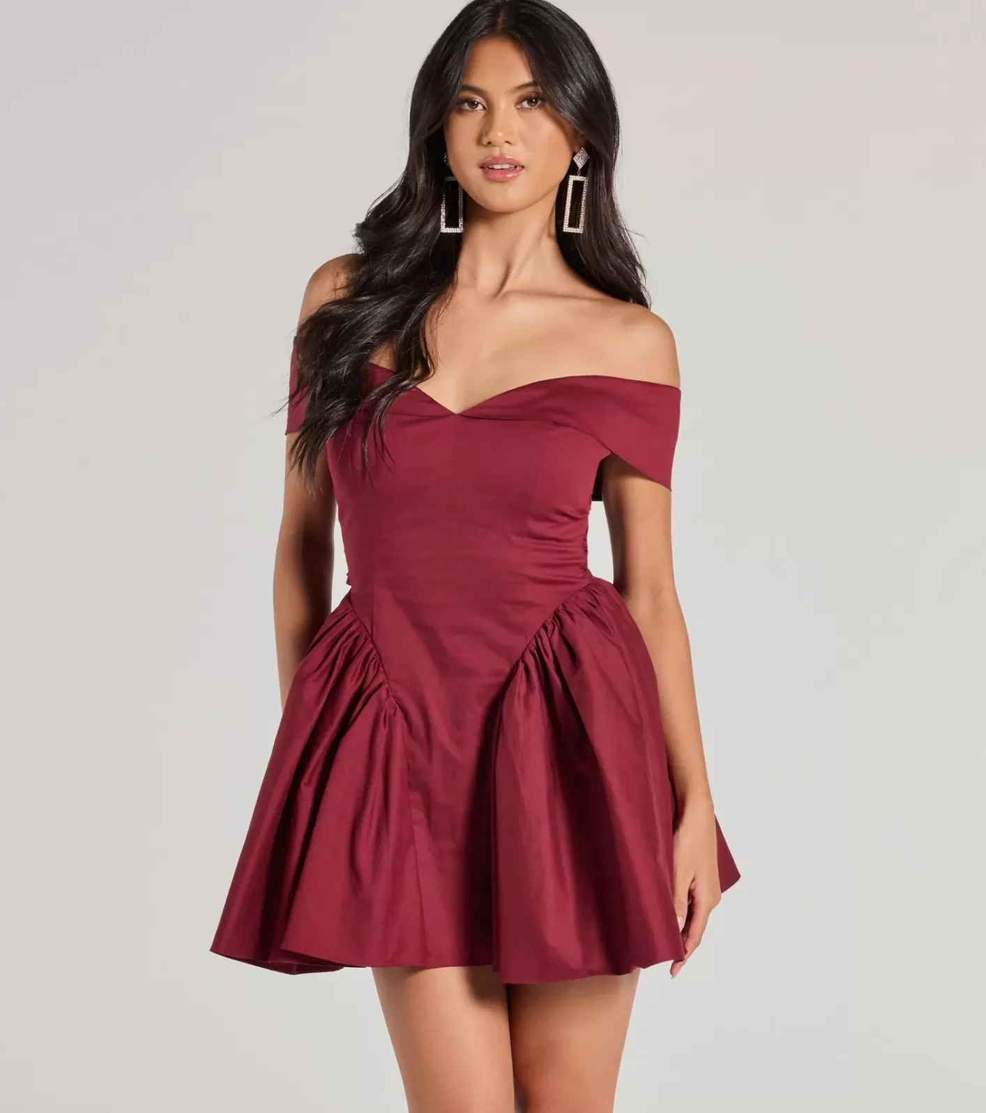 Windsor Luxe Moment Drop Waist Skater Dress WINE Online