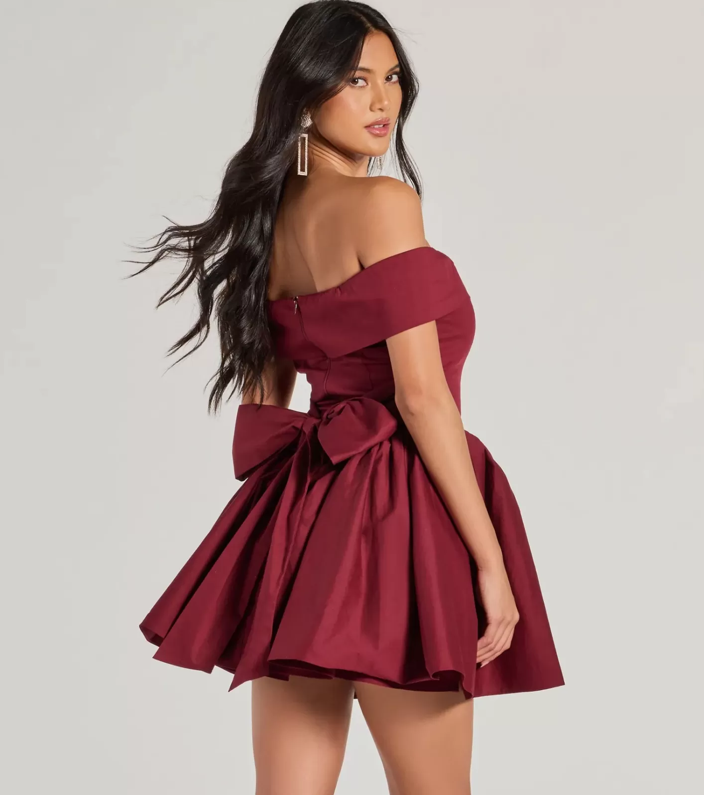 Windsor Luxe Moment Drop Waist Skater Dress WINE Online