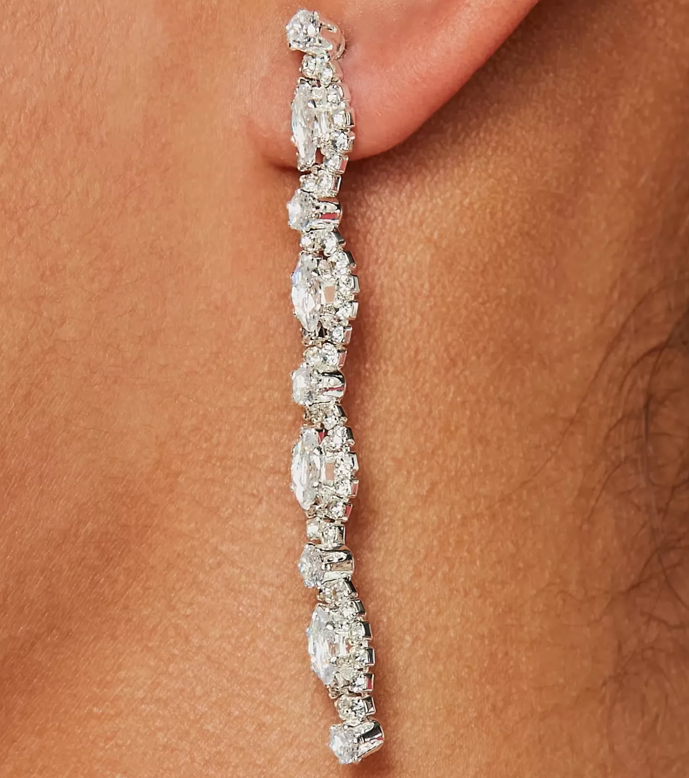 Windsor Luxe Shimmer Rhinestone Duster Earrings SILVER Cheap