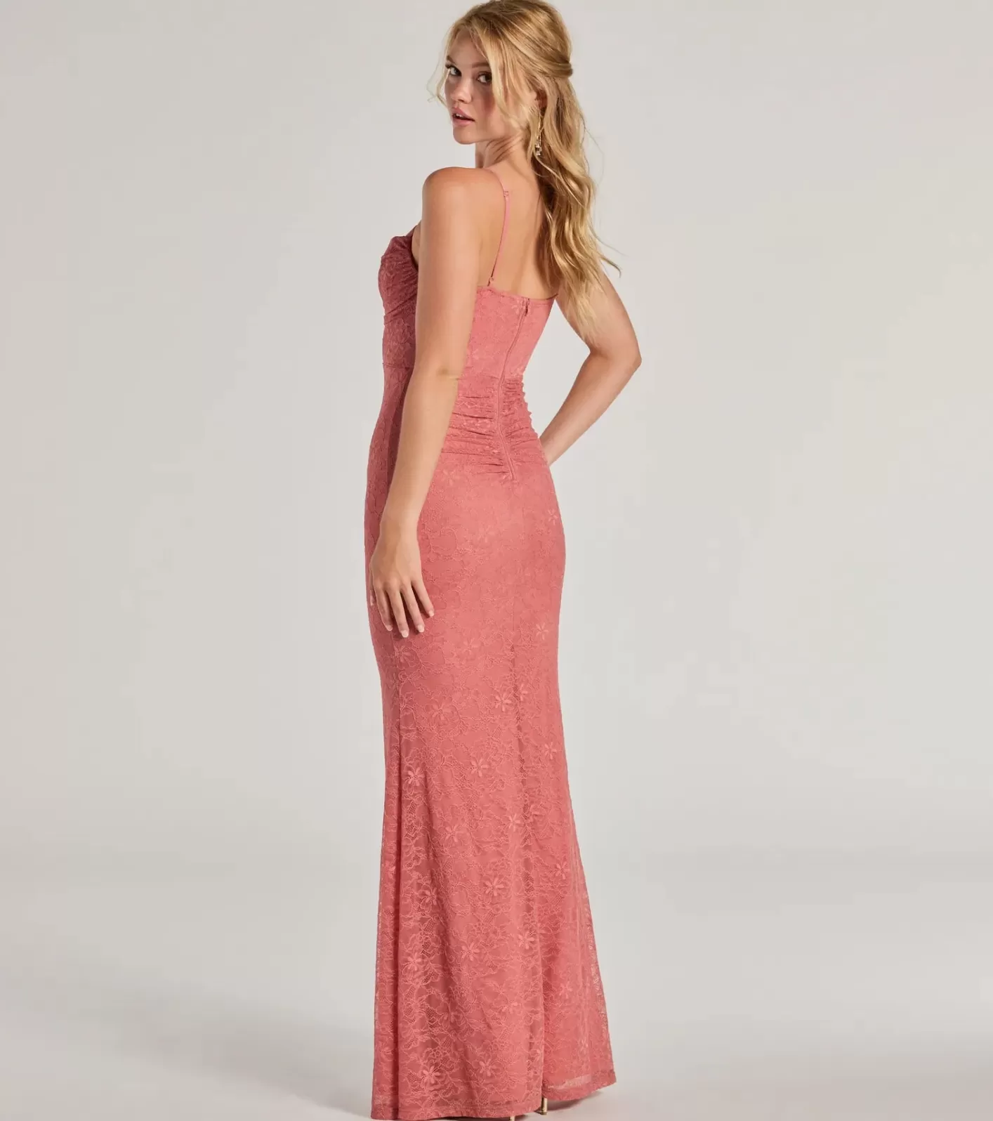 Windsor Lylah Lace Cowl Neck Mermaid Dress ROSE Cheap