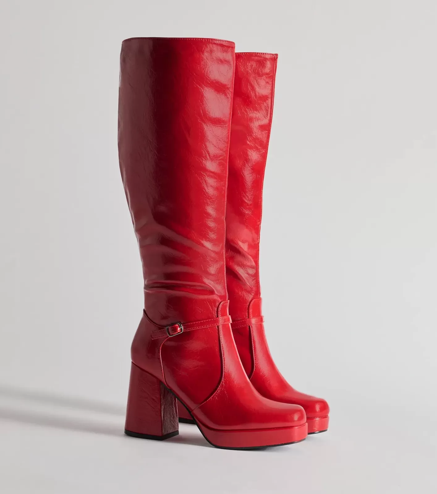 Windsor Made To Strut Faux Leather Under-The-Knee Boots RED Fashion