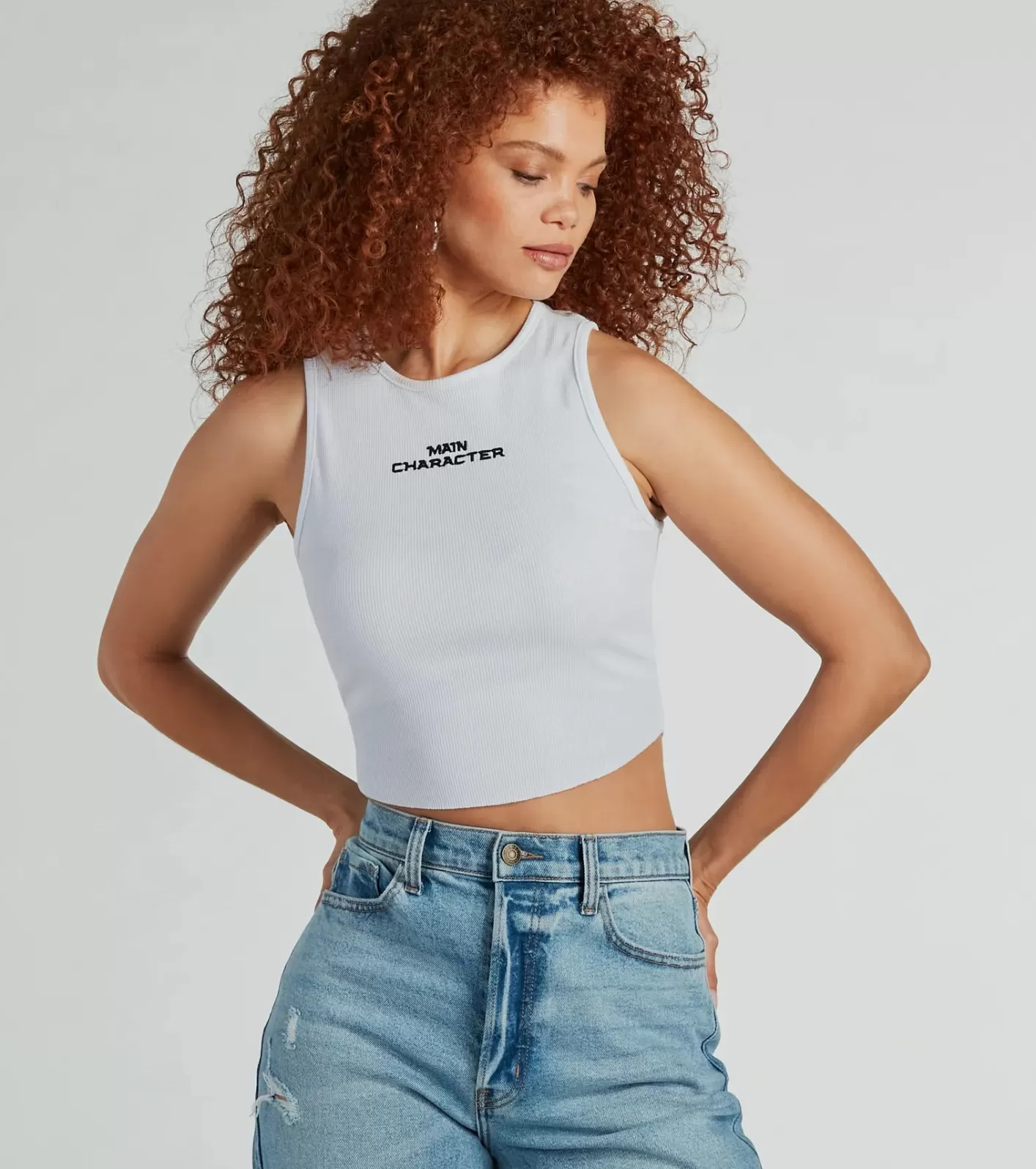 Windsor Main Character Sleeveless Tank Crop Top WHITE New