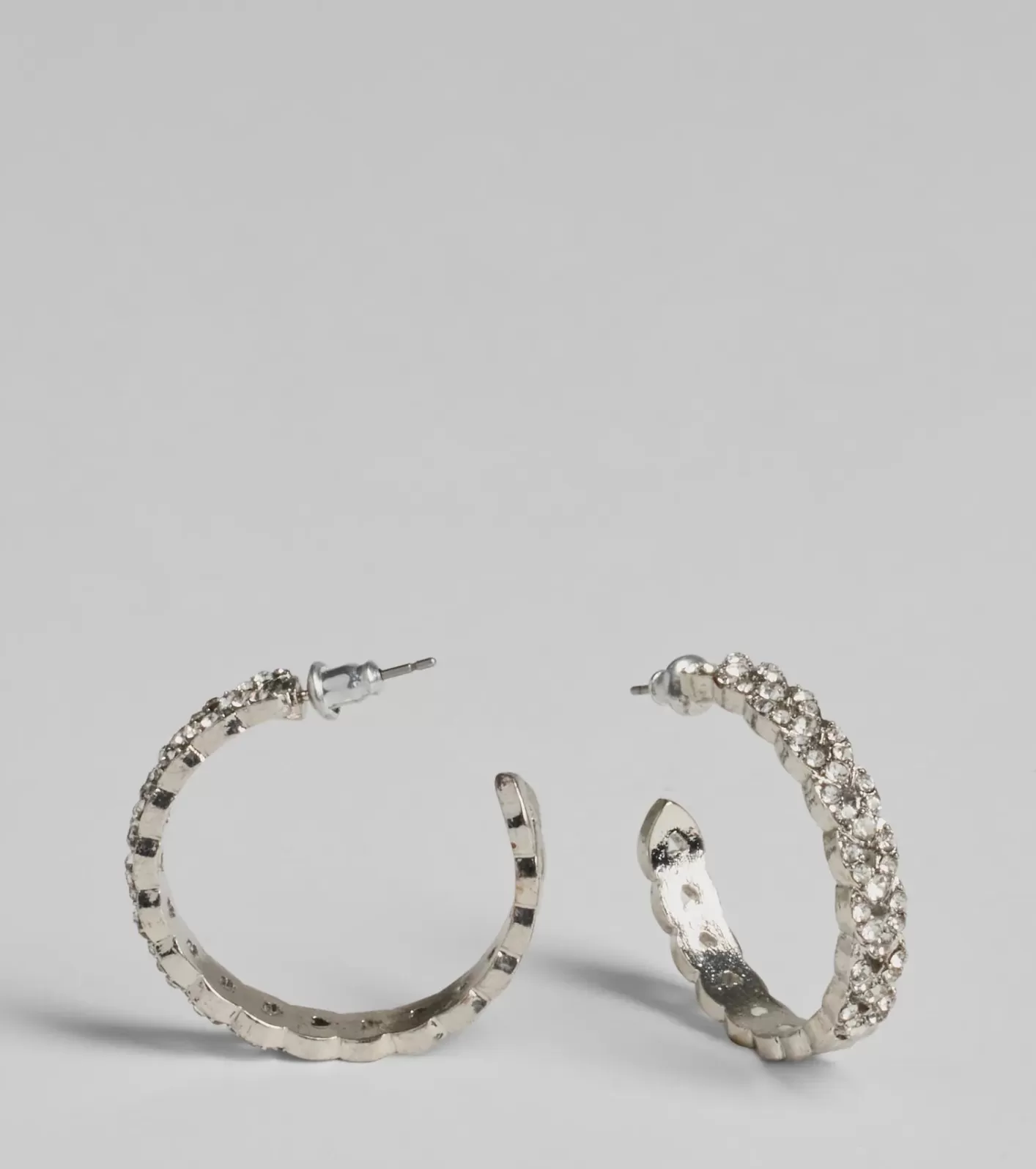 Windsor Major Glamour Rhinestone Chain-Link Hoop Earrings SILVER Best