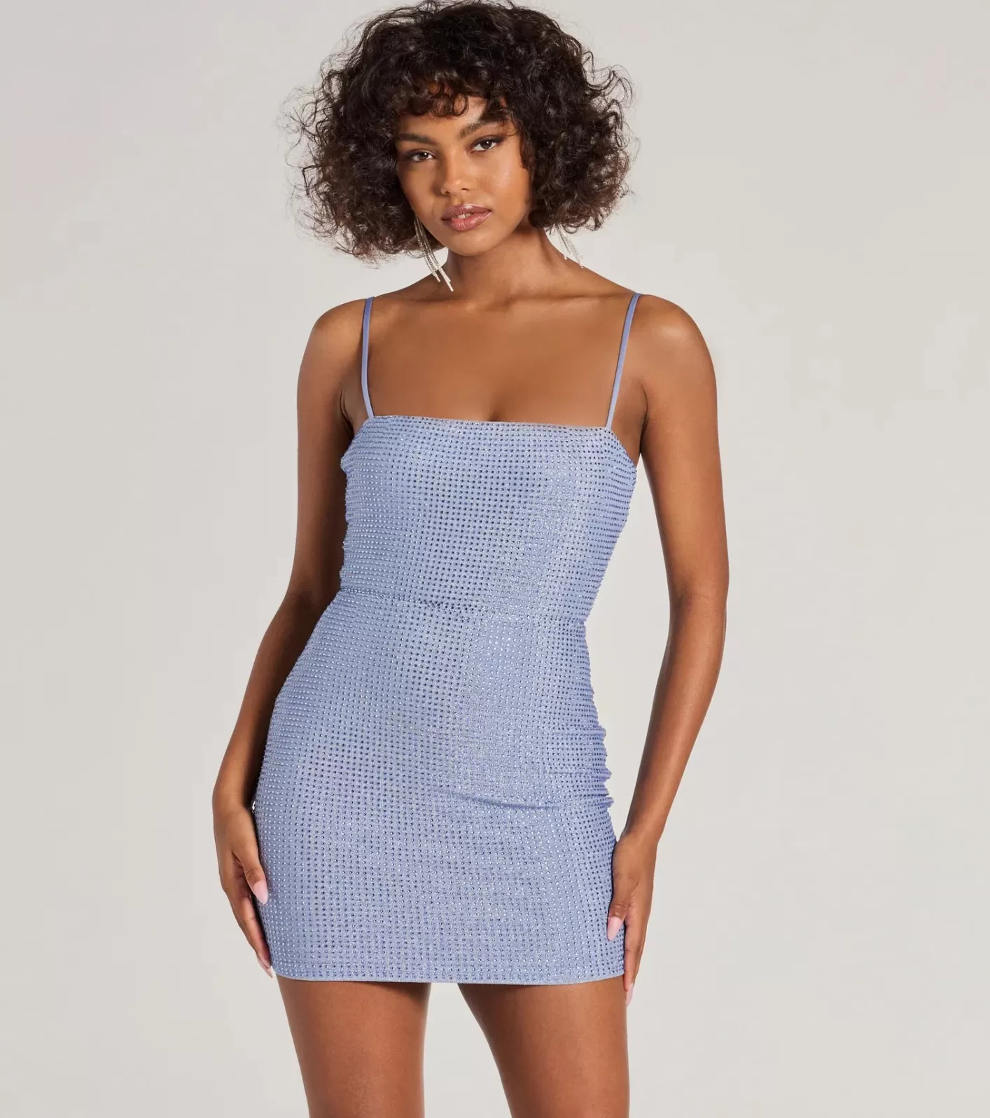 Windsor Melanie Rhinestone Lace-Up Bodycon Mini Dress LIGHTBLUE Sale