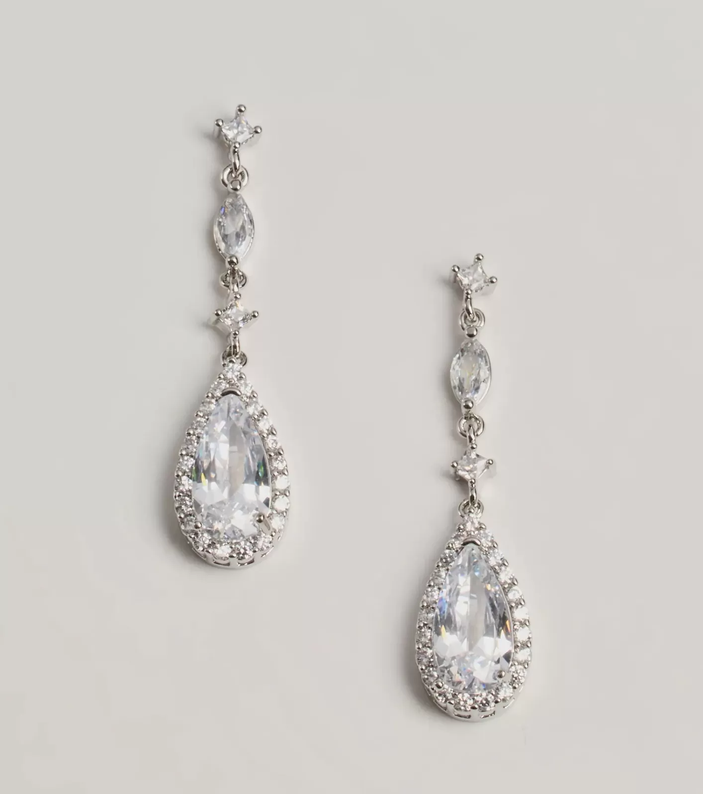 Windsor Memorable Dazzle Rhinestone Teardrop Earrings SILVER Flash Sale