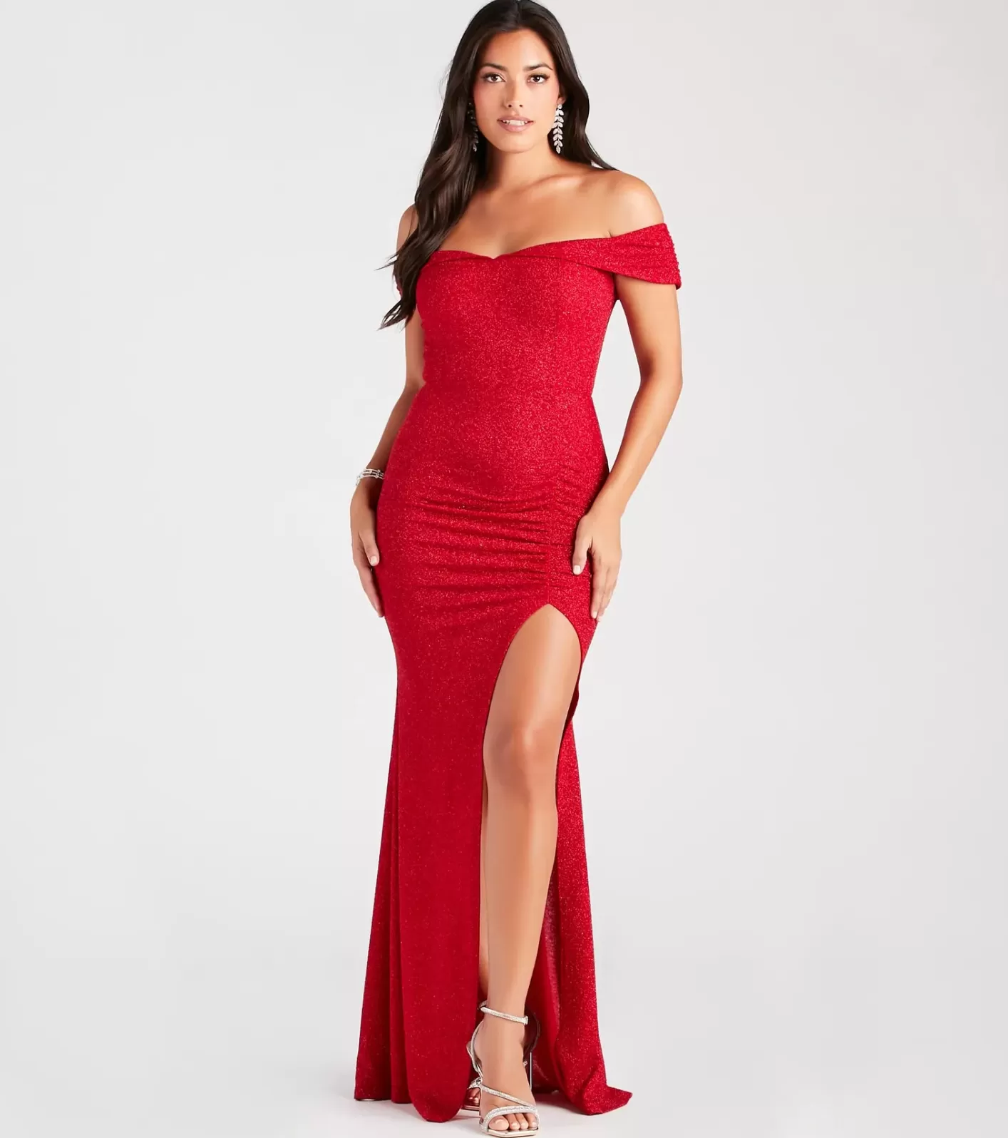 Windsor Meryl Formal Glitter Long Dress RED Cheap
