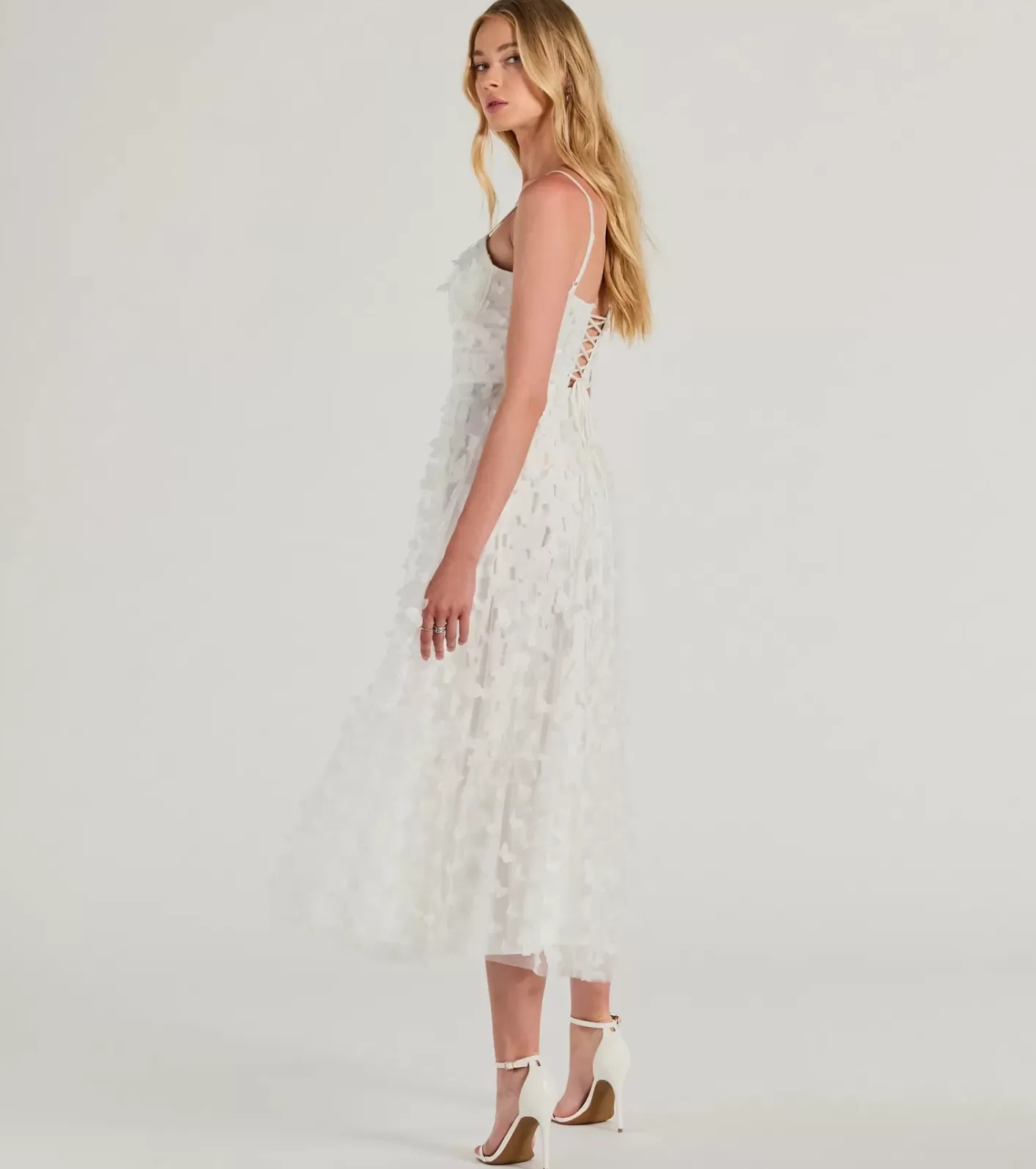 Windsor Molly Formal Butterfly Applique A-Line Dress WHITE Discount