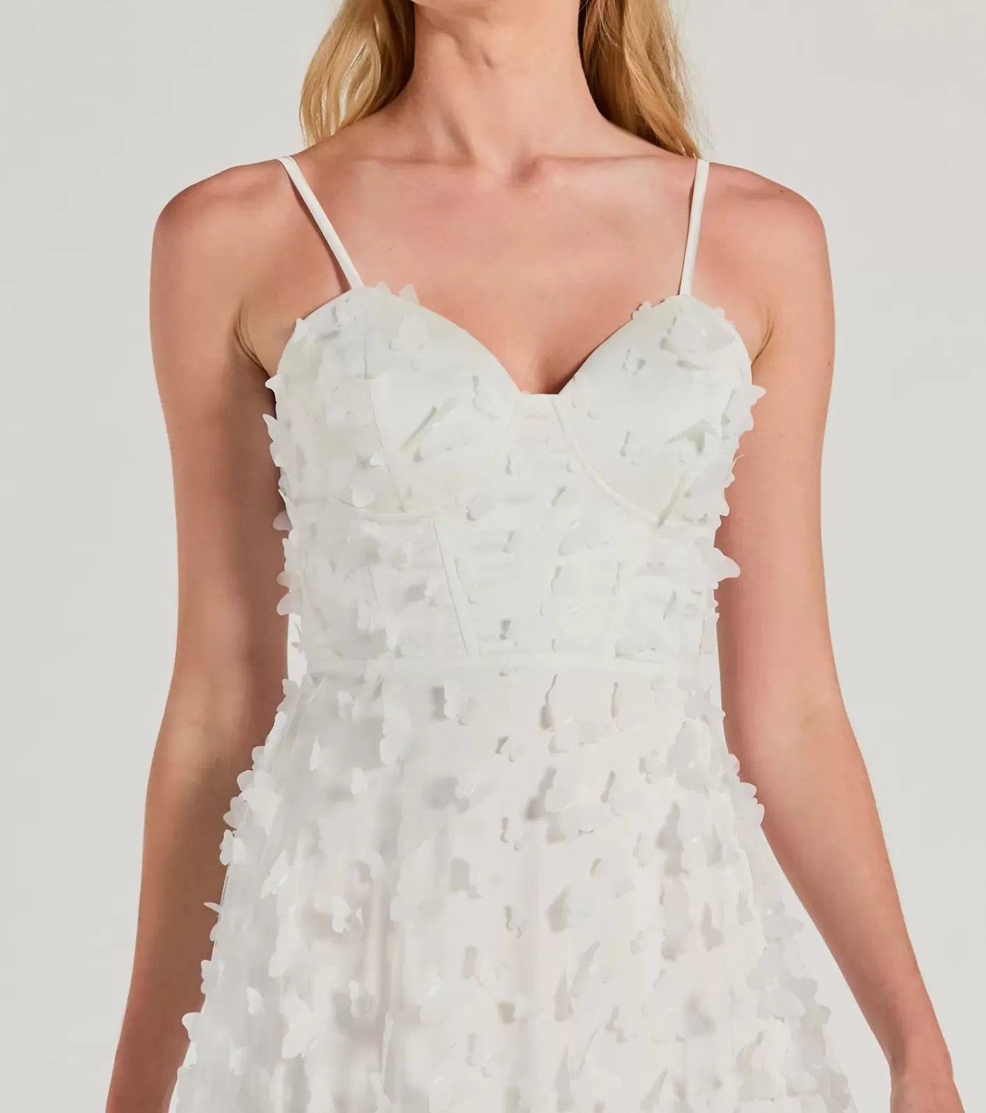 Windsor Molly Formal Butterfly Applique A-Line Dress WHITE Discount