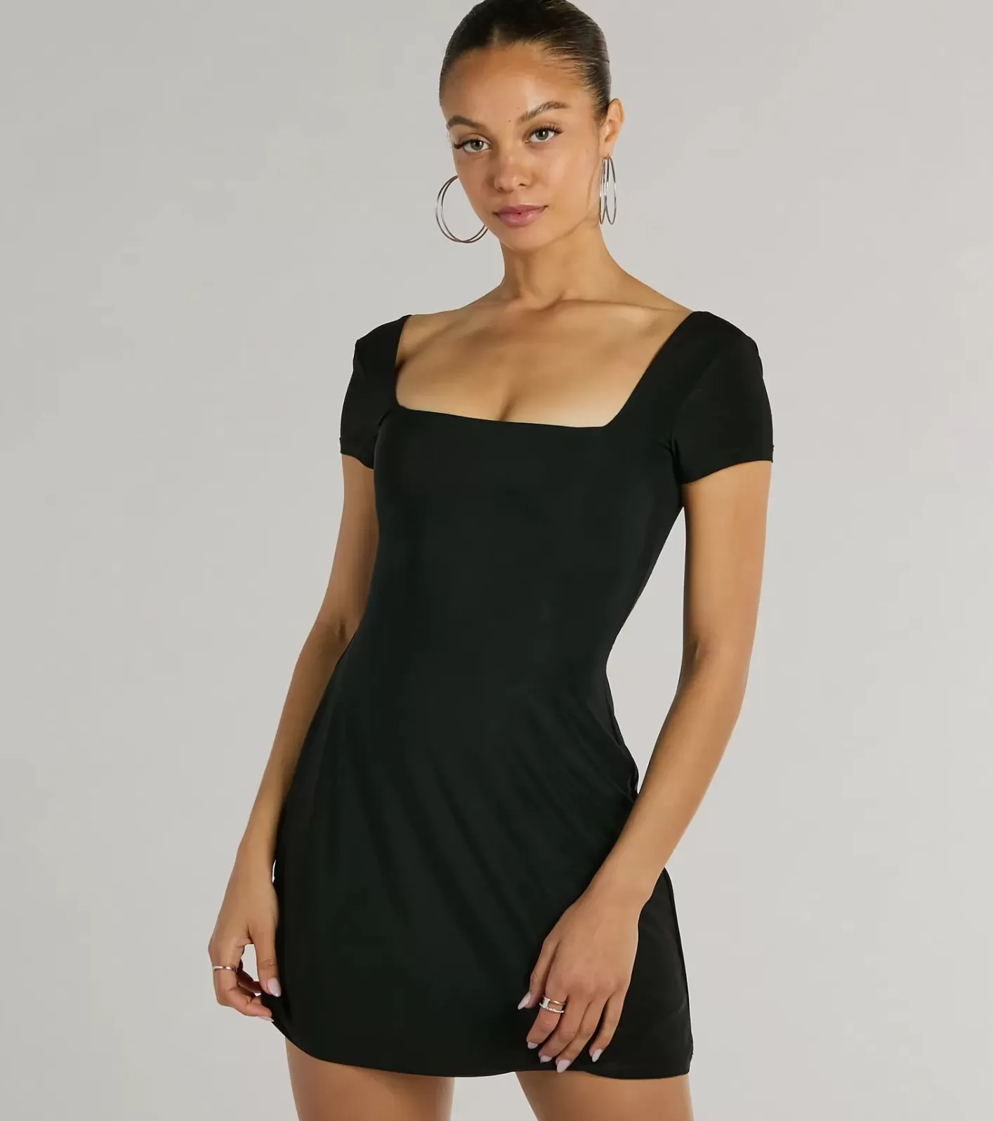 Windsor Must-Have Tie Back A-Line Mini Dress BLACK Hot