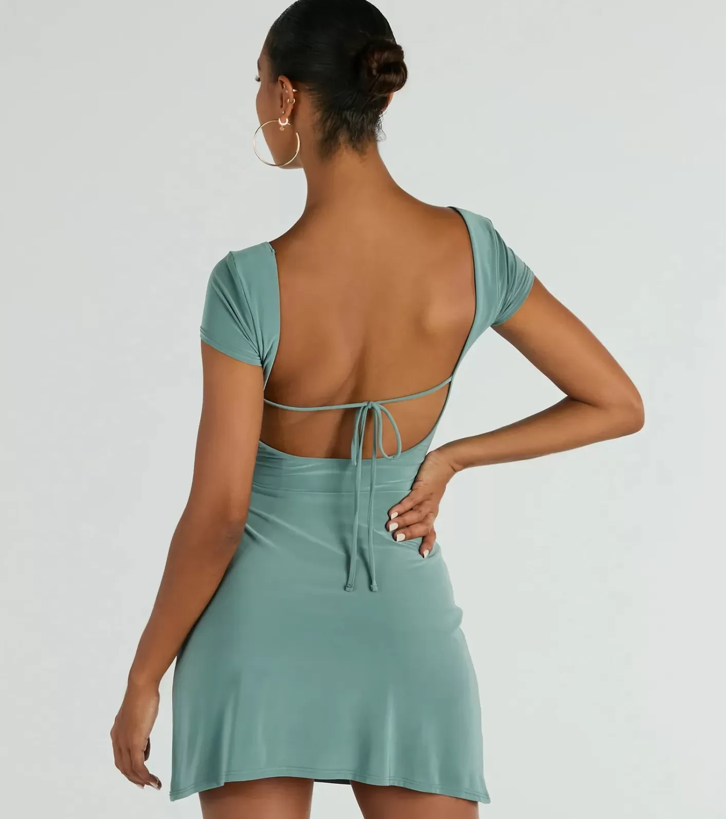 Windsor Oh So Sweet Tie Back A-Line Mini Dress SAGE Hot