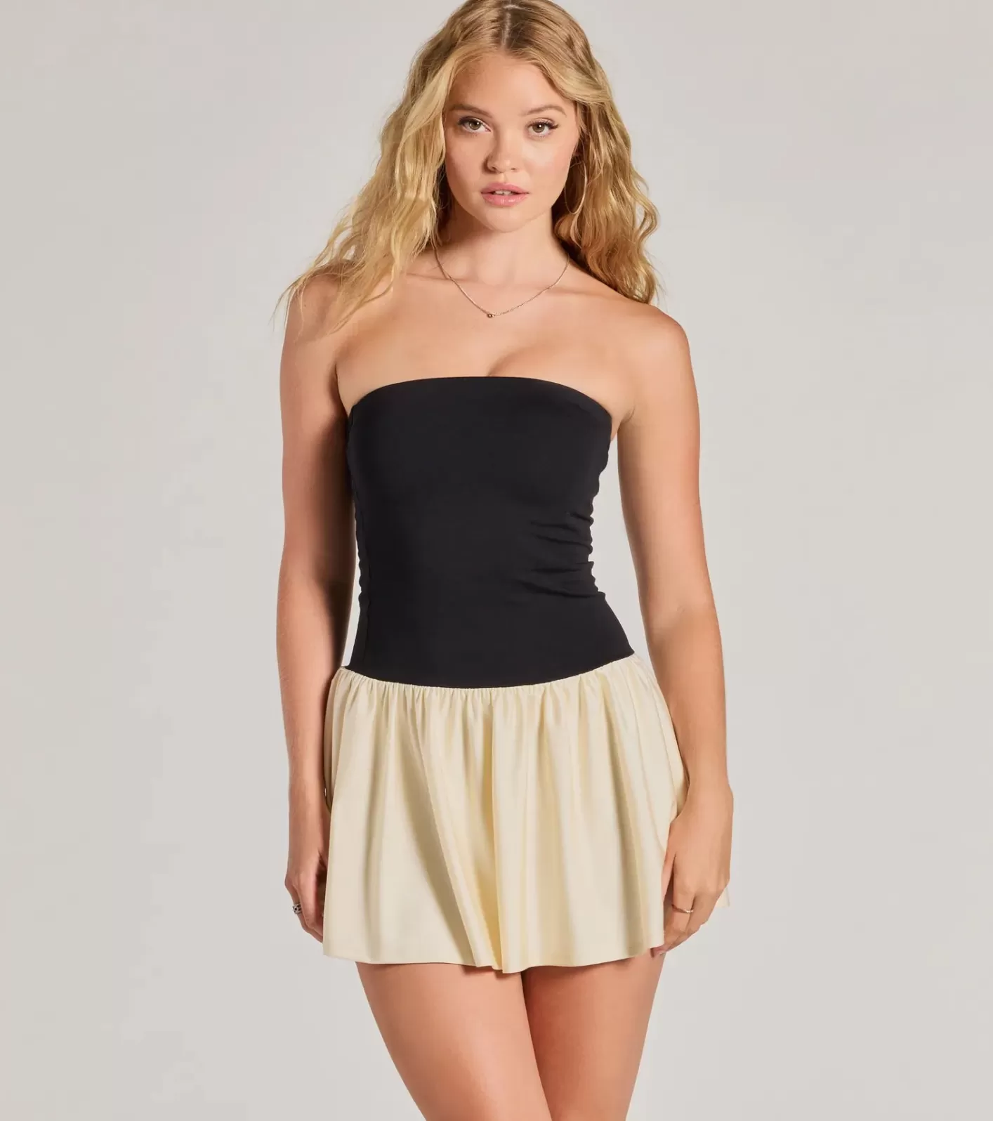 Windsor On-Trend Vibe Strapless Drop Waist Skater Dress BLACK Best Sale
