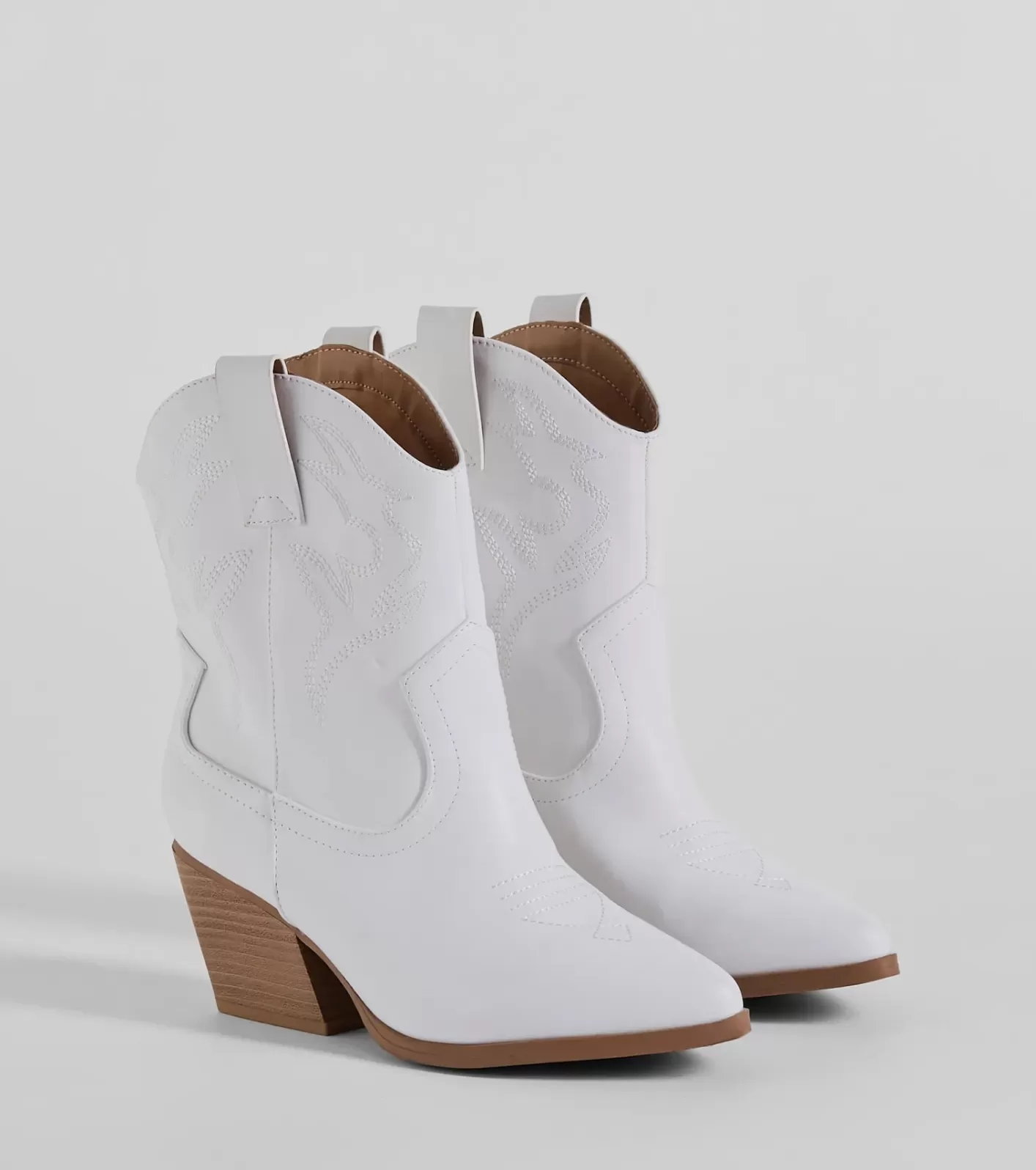 Windsor Pay A Visit Western Faux Leather Booties WHITE Online