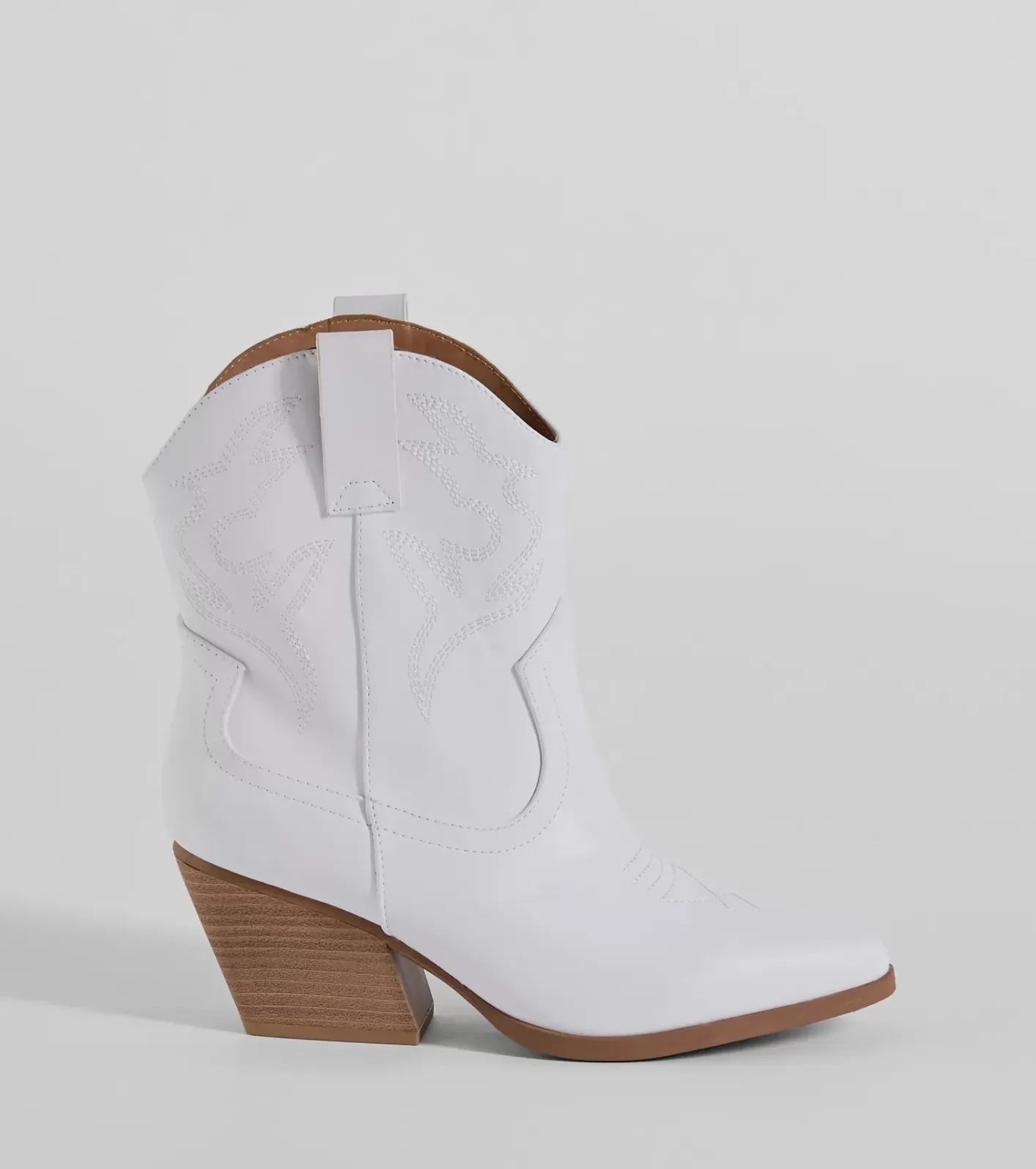 Windsor Pay A Visit Western Faux Leather Booties WHITE Online
