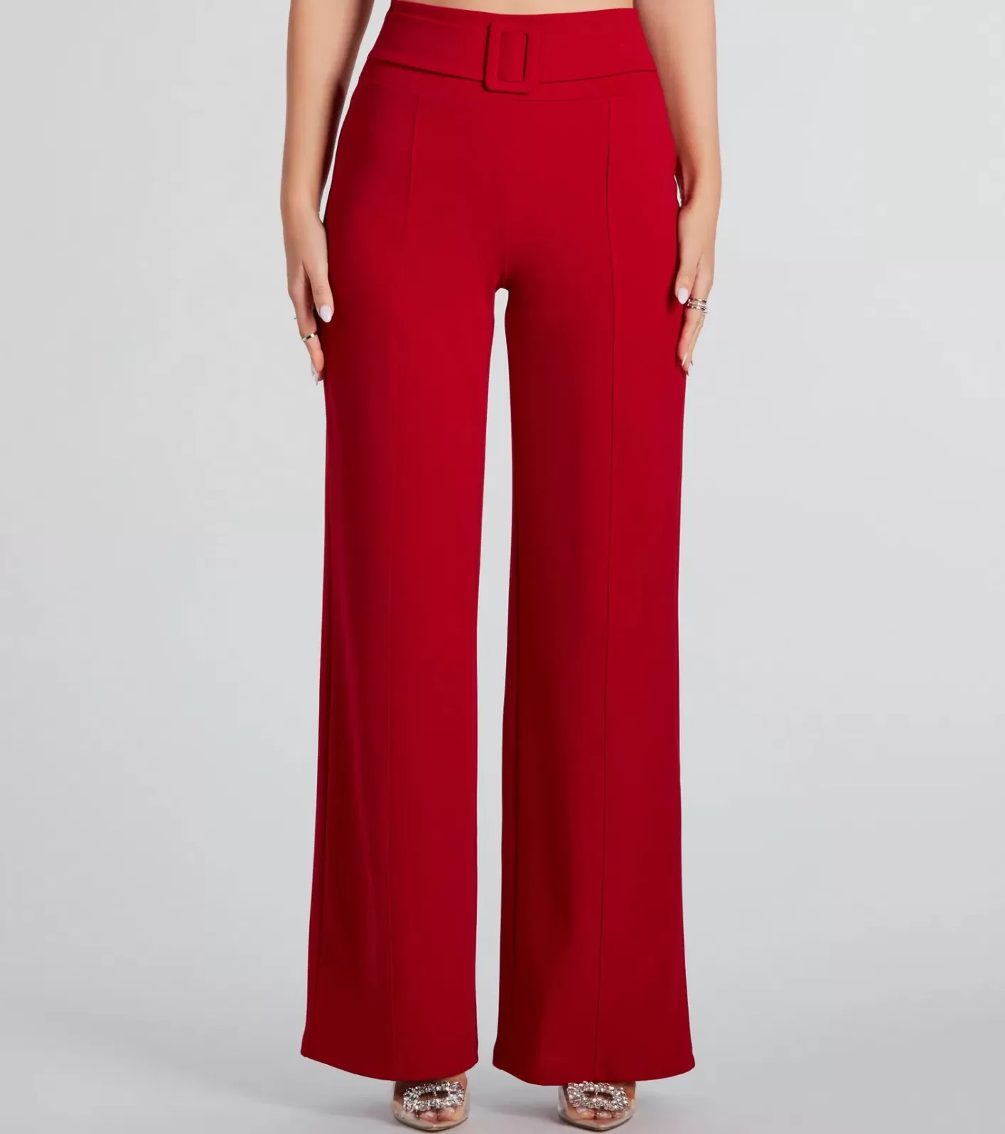 Windsor Perfect Look Belt-Detail Trouser Pants RED Online