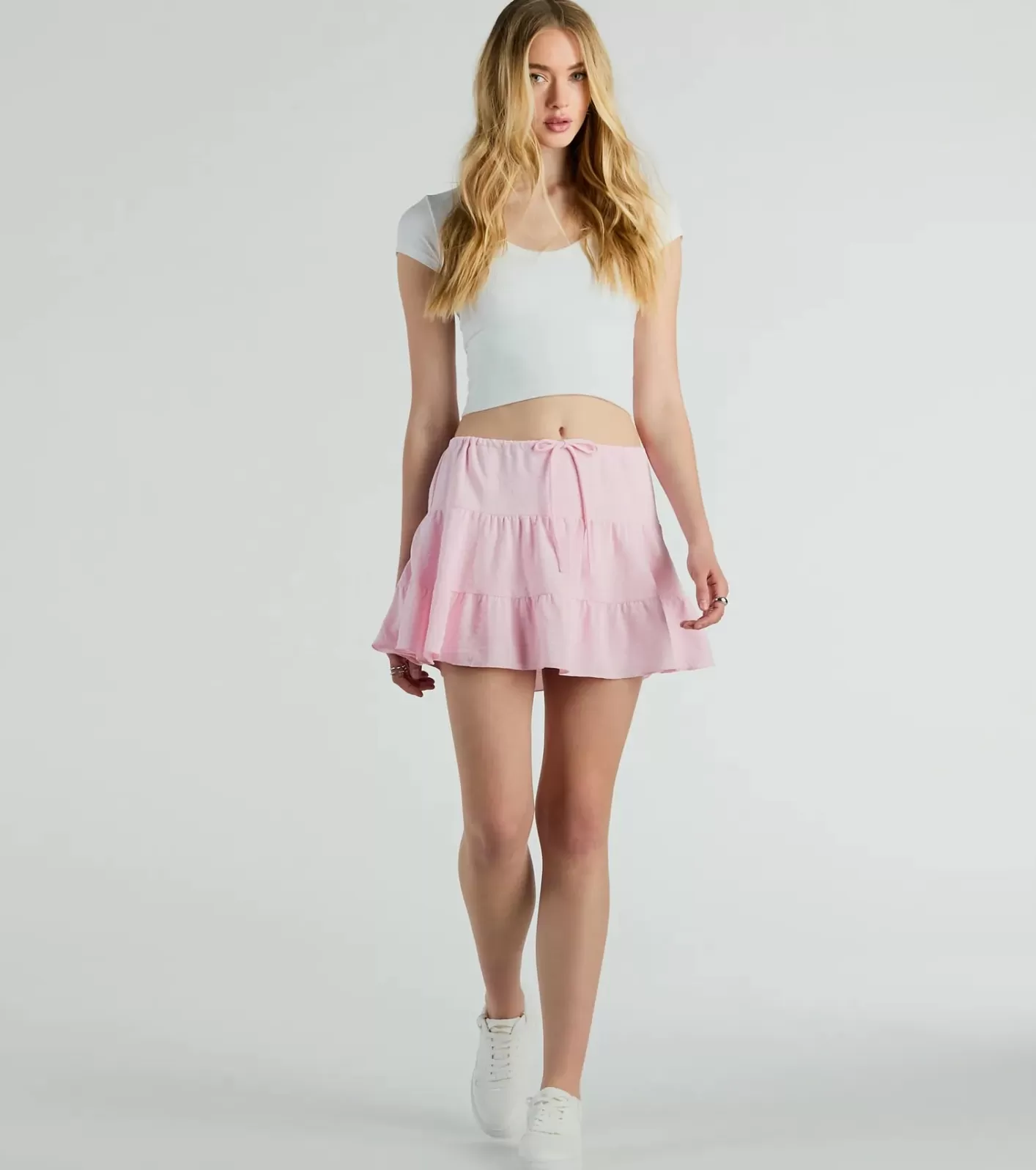 Windsor Playful Distraction Low Rise Ruffled Mini Skirt PINK Discount