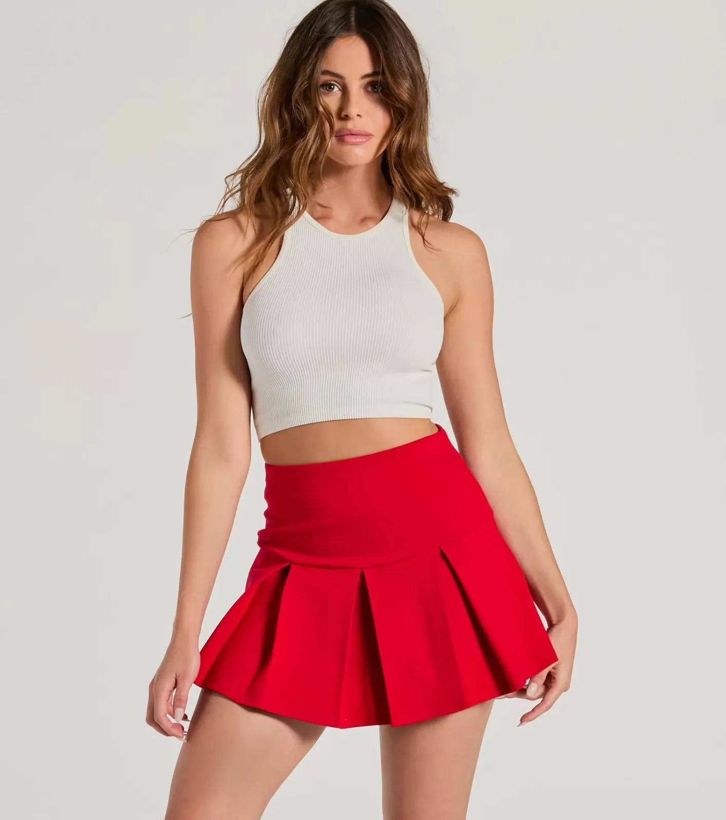 Windsor Pleated Perfection High-Rise Ponte Skort RED Best Sale