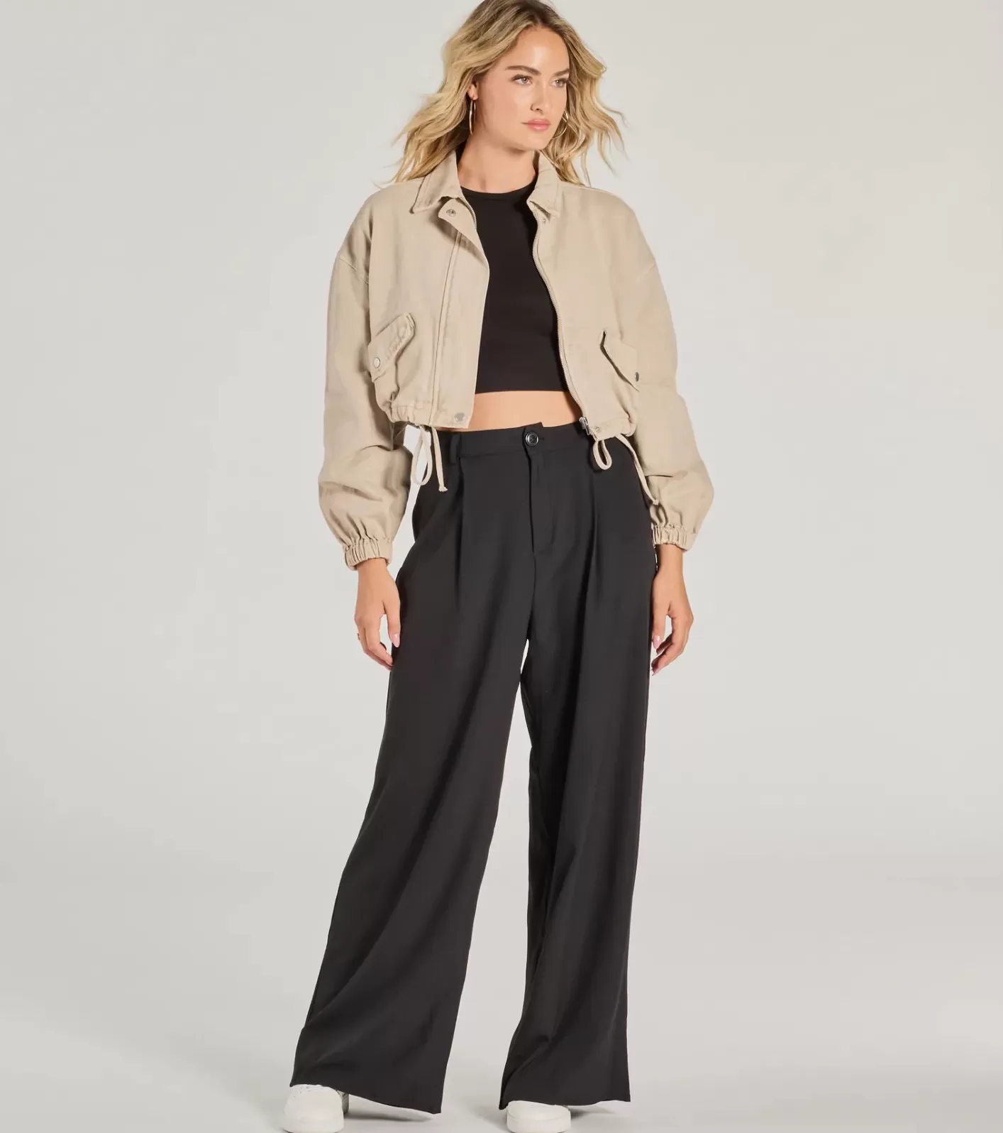 Windsor Posh Play High Rise Wide Leg Trouser Pants BLACK Discount