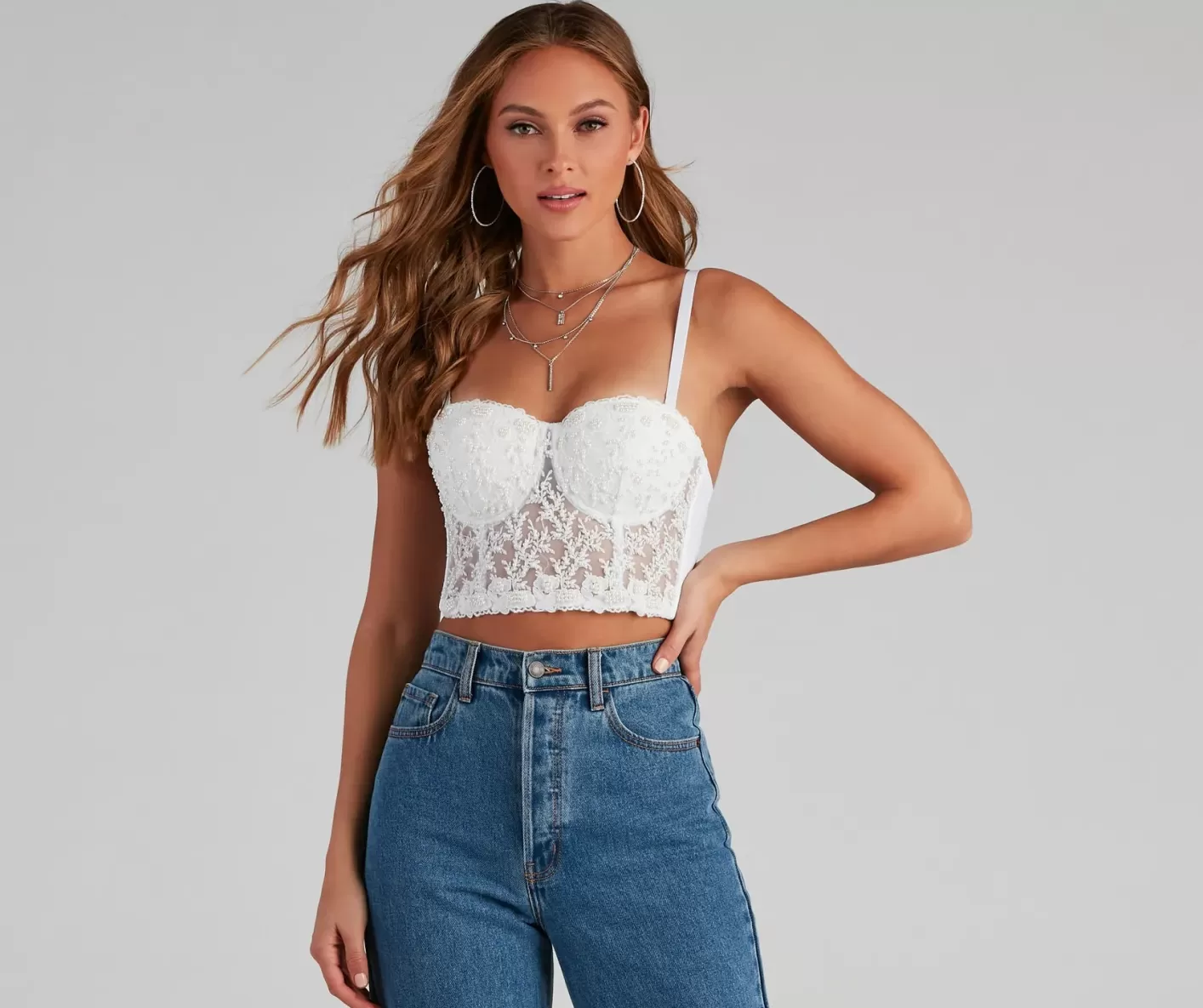 Windsor Pretty In Pearls Hand Beaded Bustier WHITE Shop