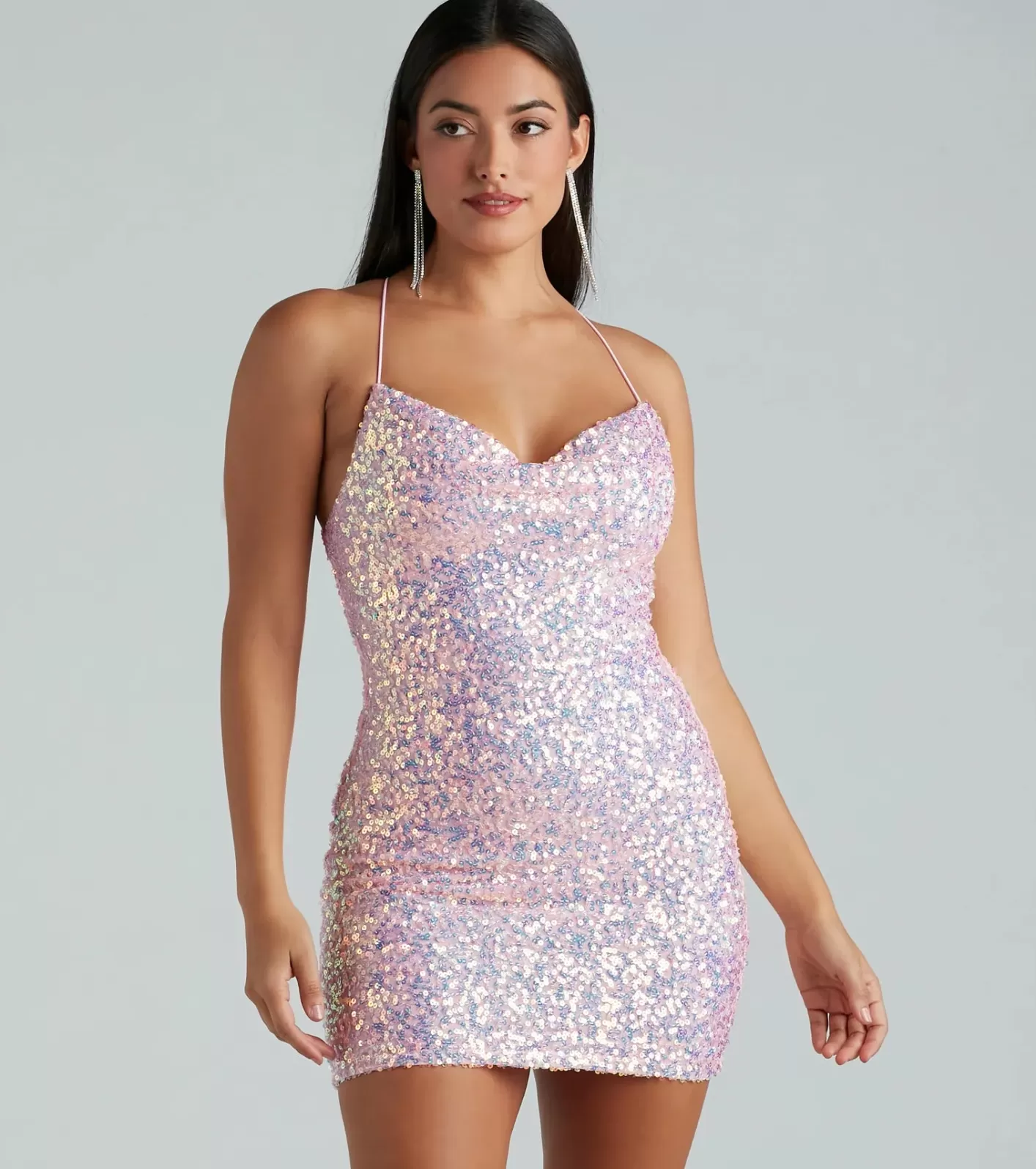 Windsor Raelyn Sequin Mini Party Dress PINK Hot