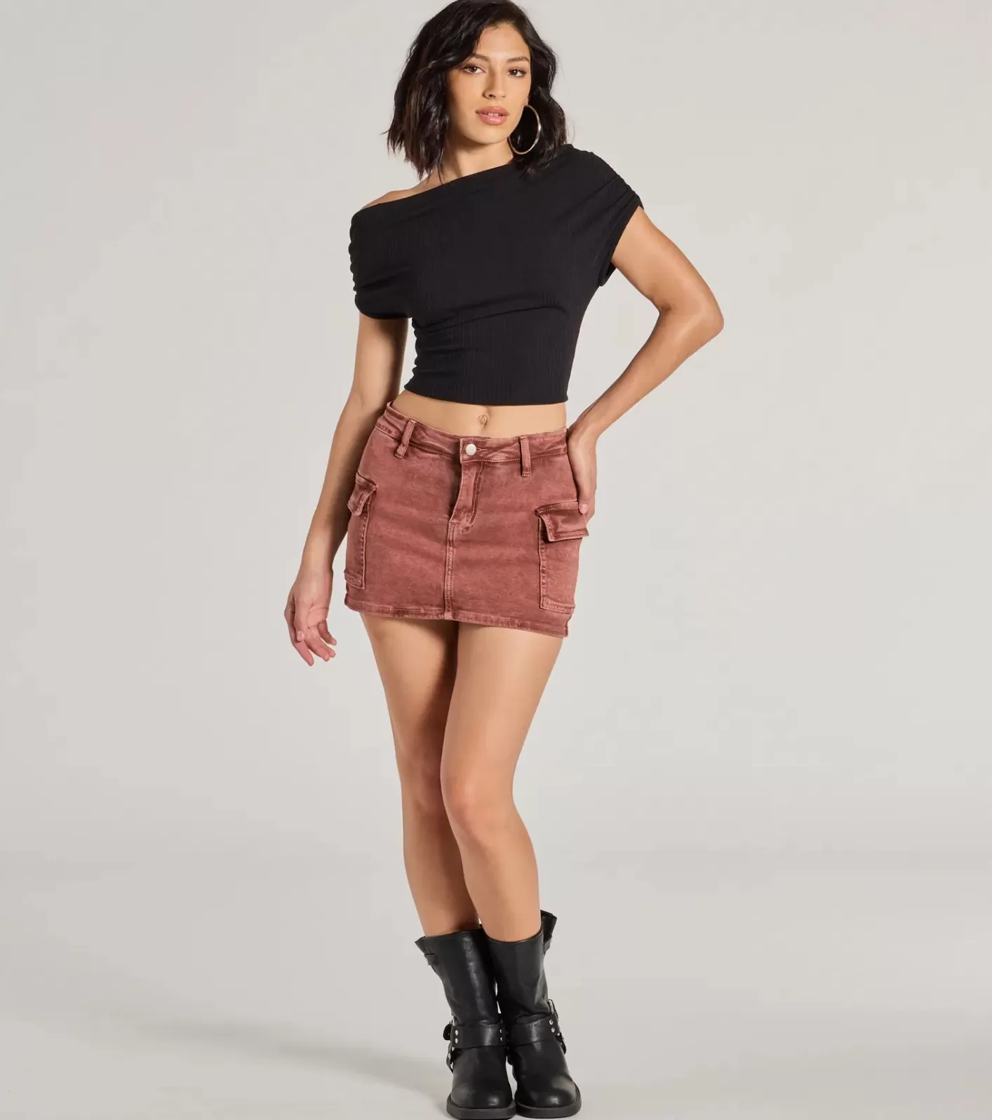 Windsor Raise the Bar Mid Rise Cargo Skort RUST Clearance