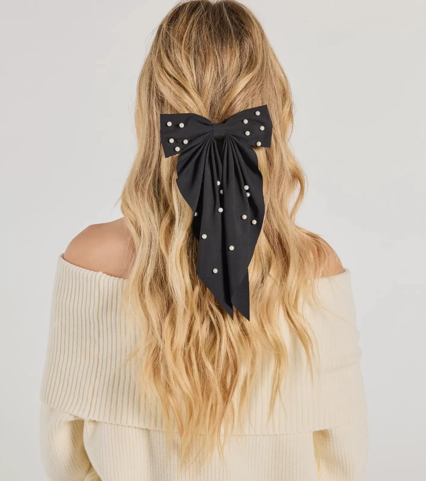 Windsor Ravishing And Chic Faux Pearl Hair Bow Barrette BLACK Best