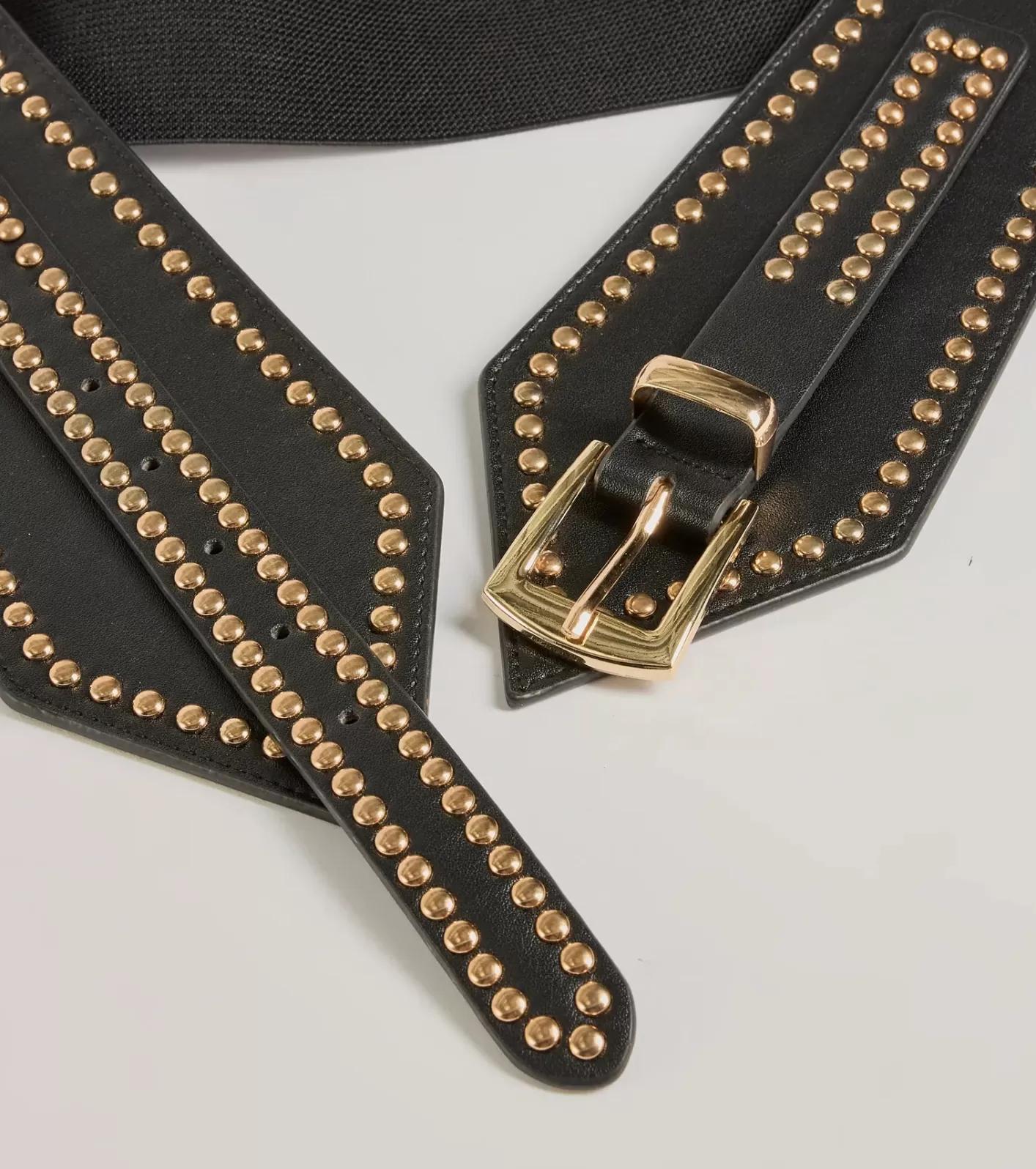 Windsor Rebel Edge Faux Leather Studded Stretch Belt BLACK Cheap