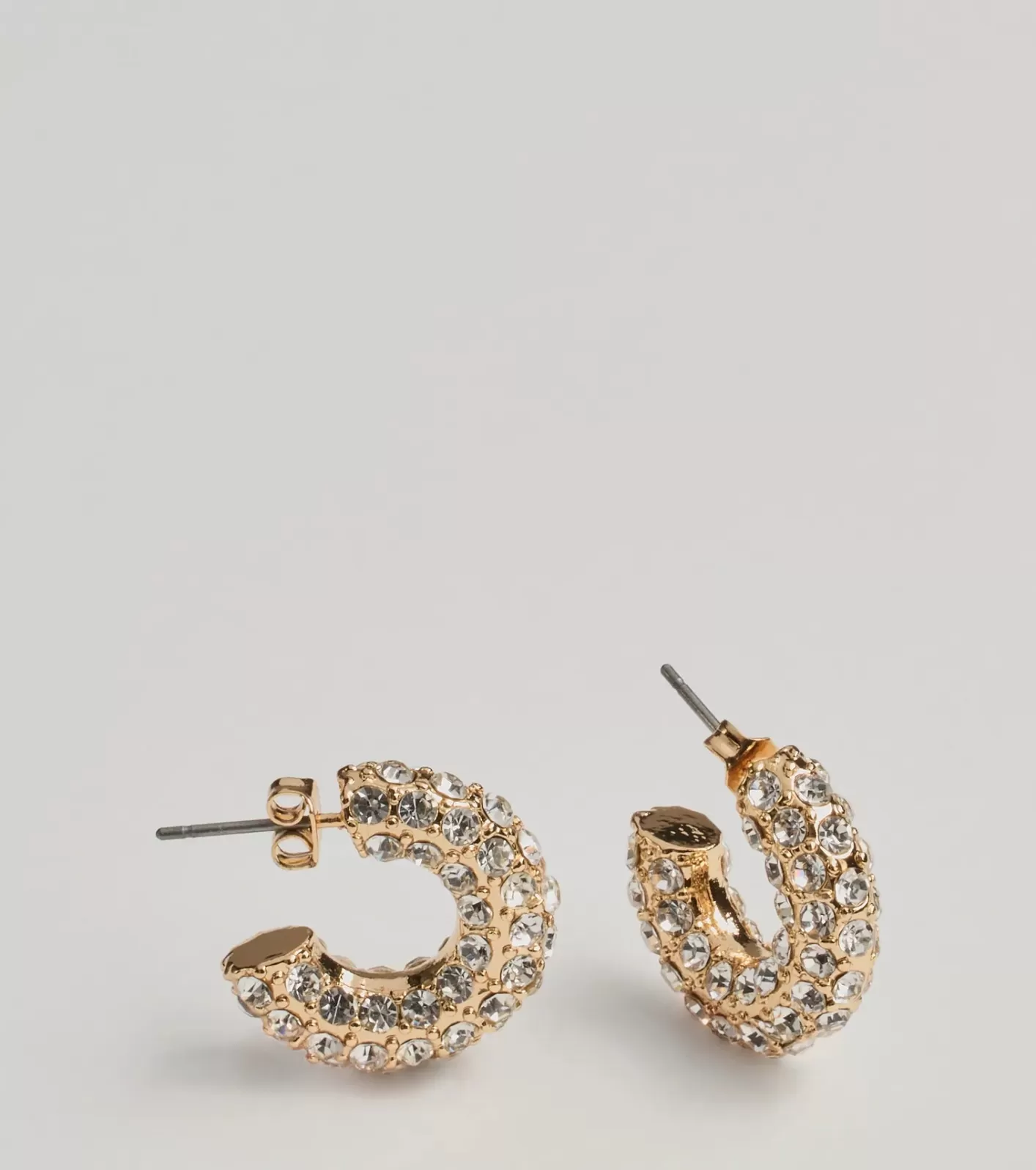 Windsor Rhinestone Glam Mini Hoop Earrings GOLD Fashion