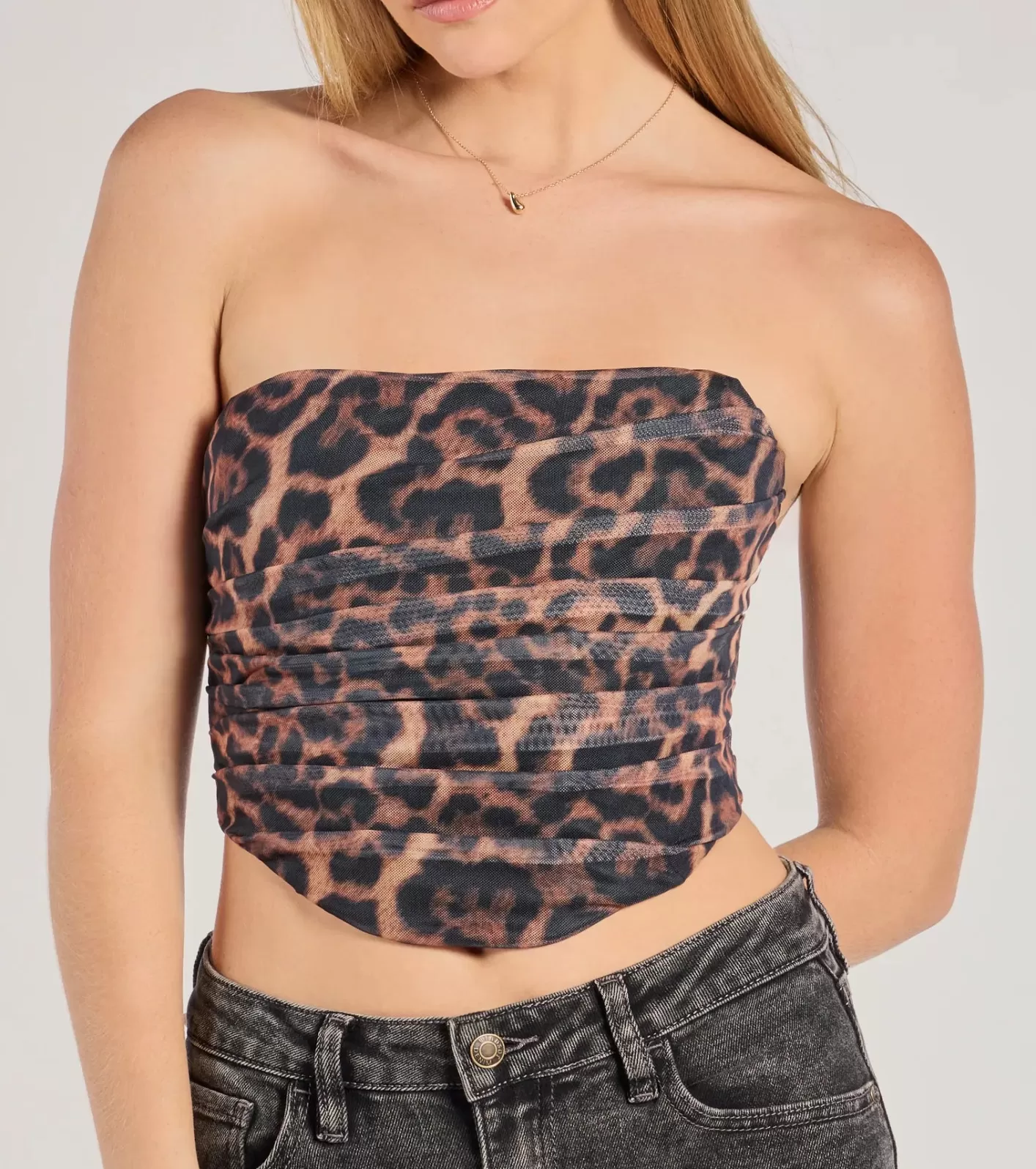Windsor Roaring Glam Sleeveless Print Cropped Corset LEOPARD Sale