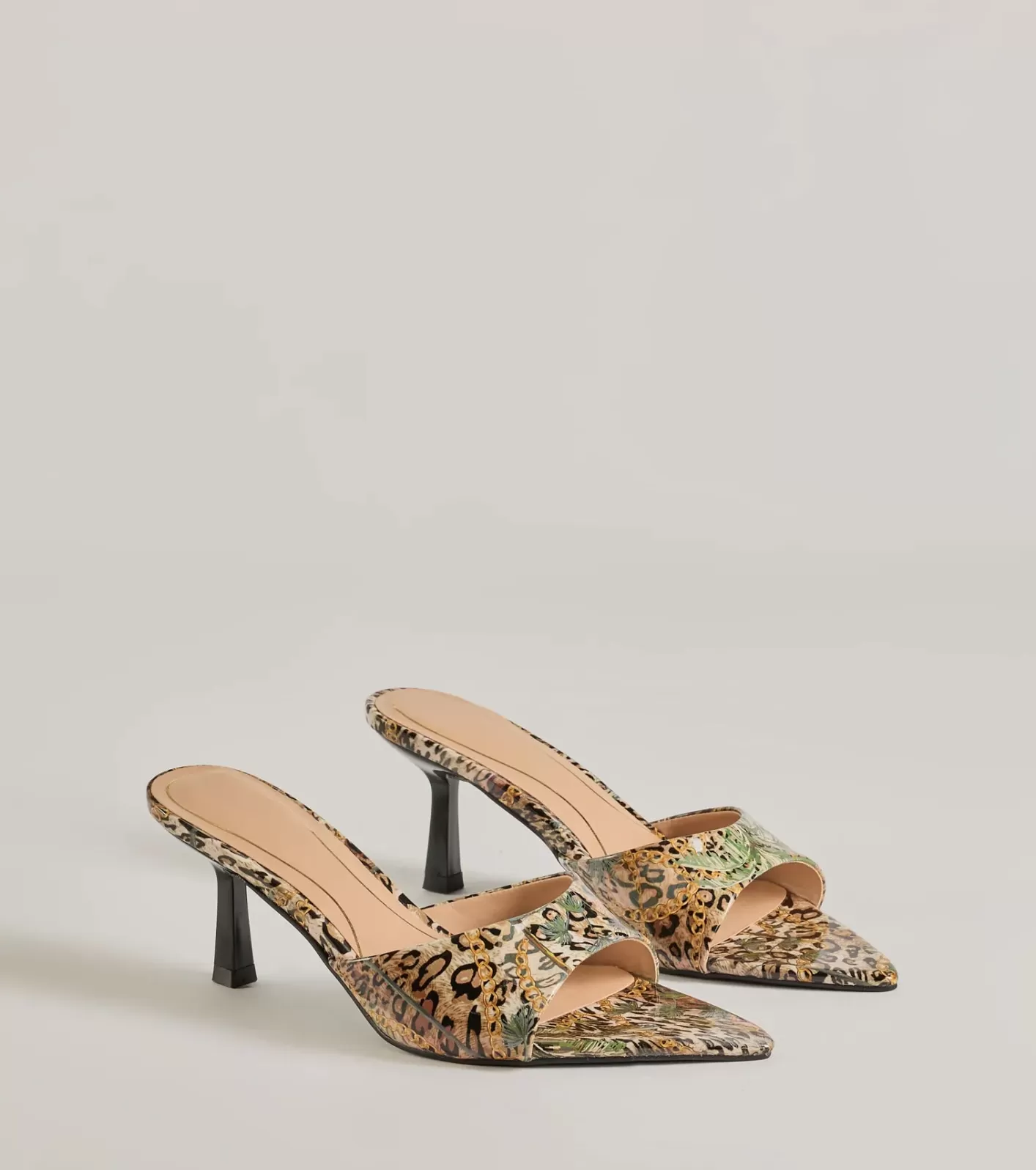 Windsor Roaring Luxe Print Stiletto Mules LEOPARD Discount