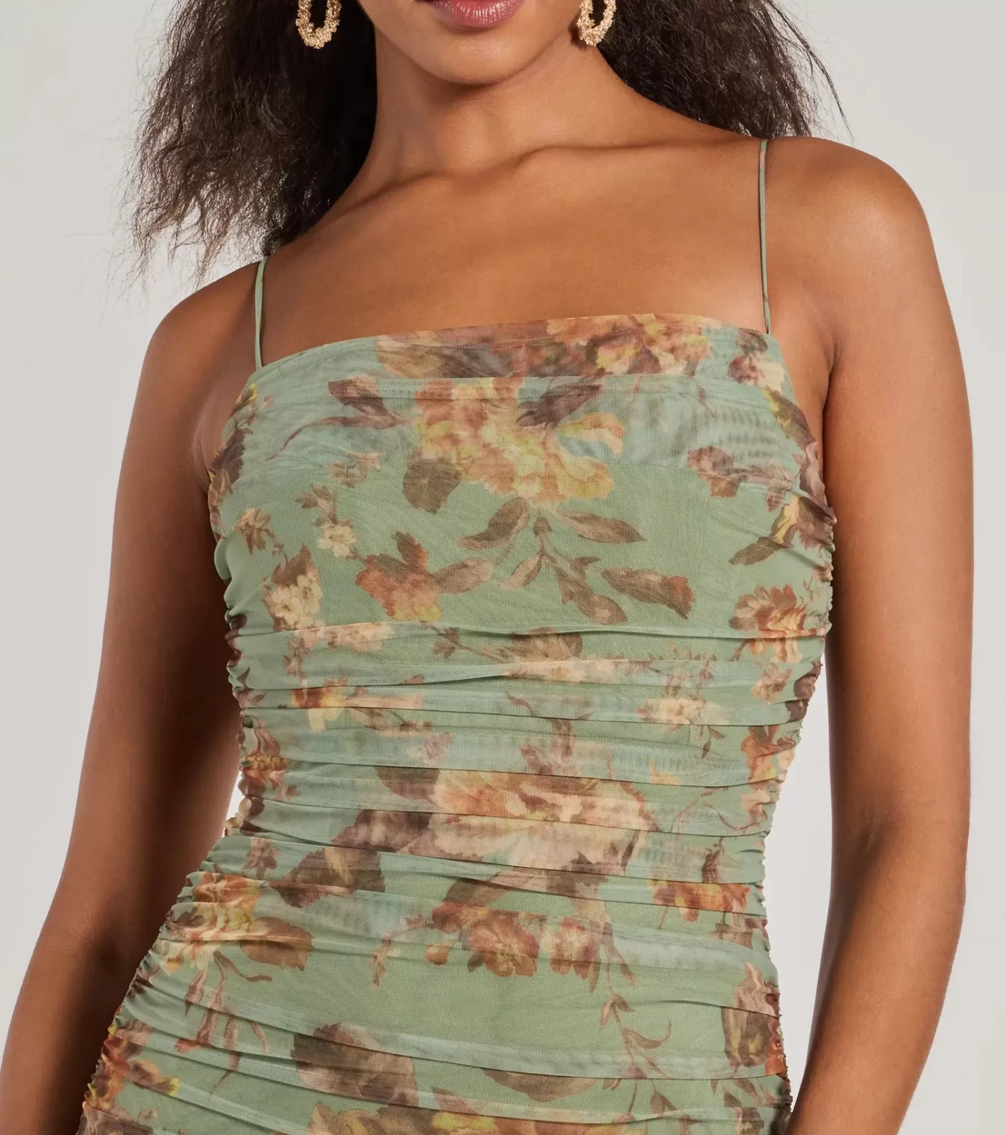 Windsor Romance Will Blossom Corset Floral Mesh Midi Dress SAGE Outlet