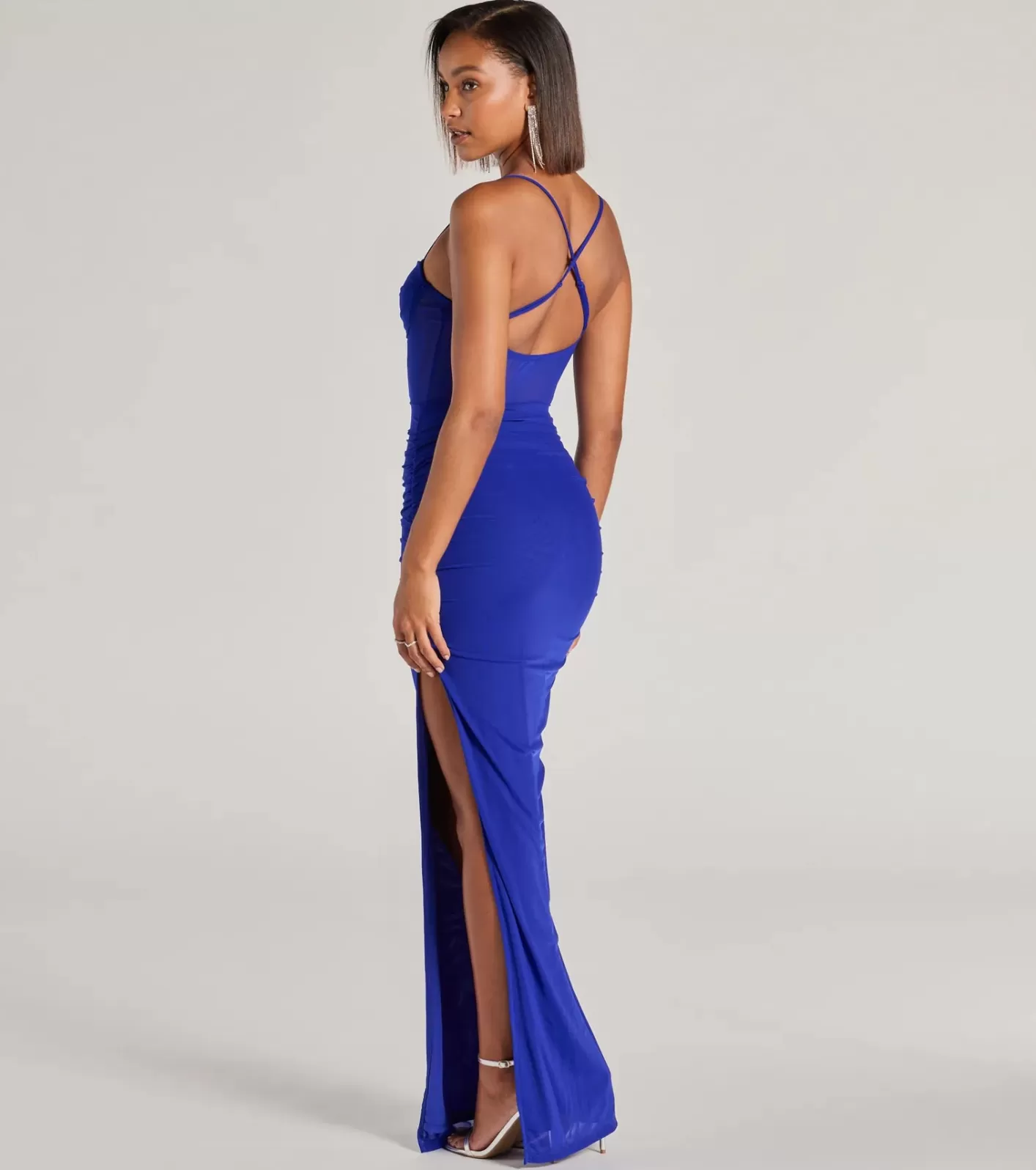 Windsor Rose Formal Mesh Corset Long Dress ROYAL Clearance