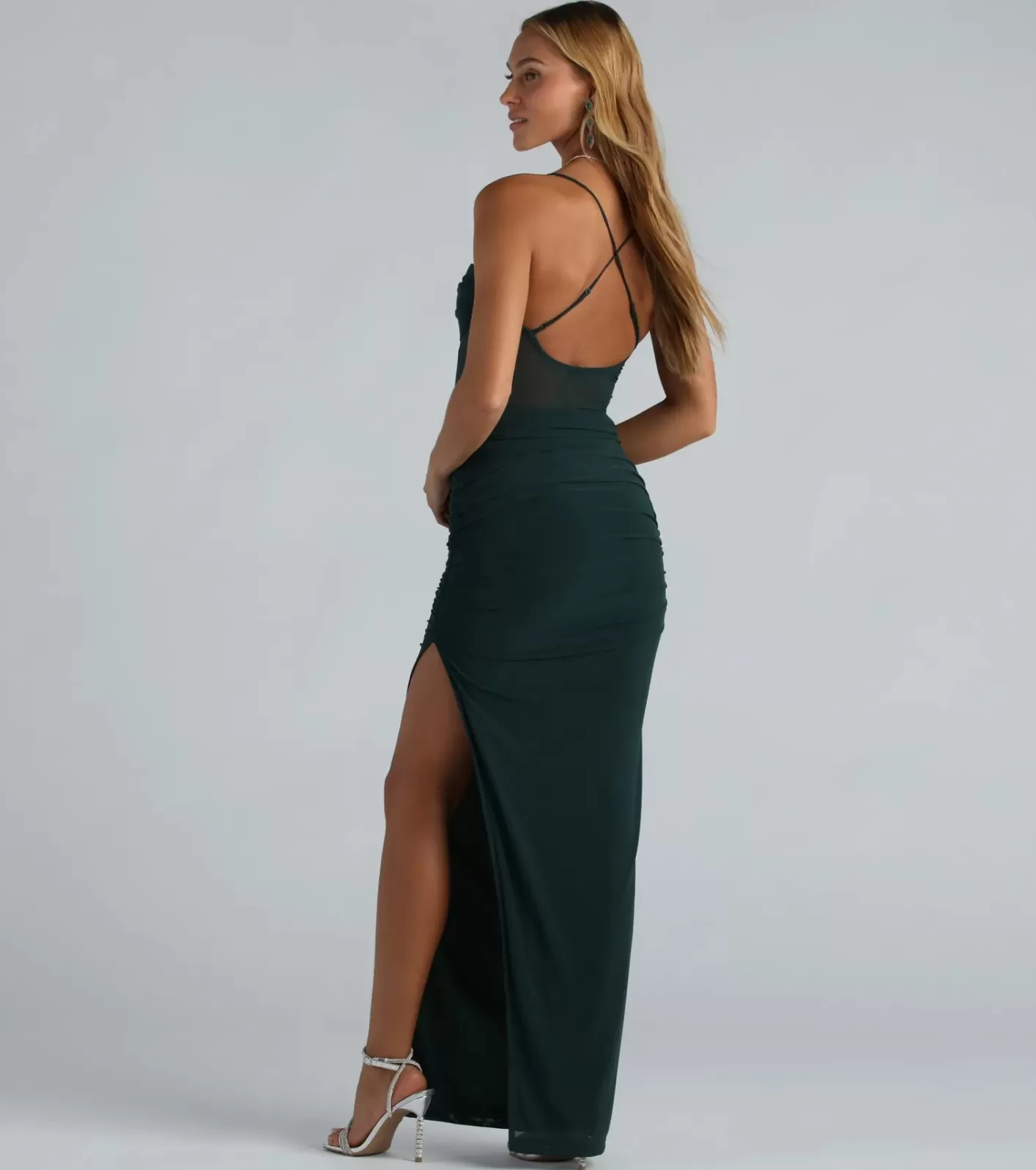 Windsor Rose Formal Mesh Corset Long Dress HUNTER Best Sale