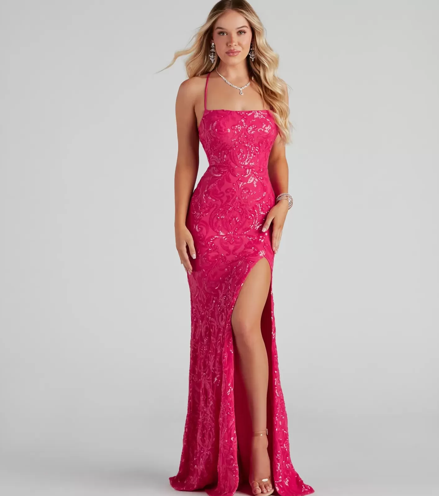 Windsor Rowena Sequin Mermaid Dress FUCHSIA Shop