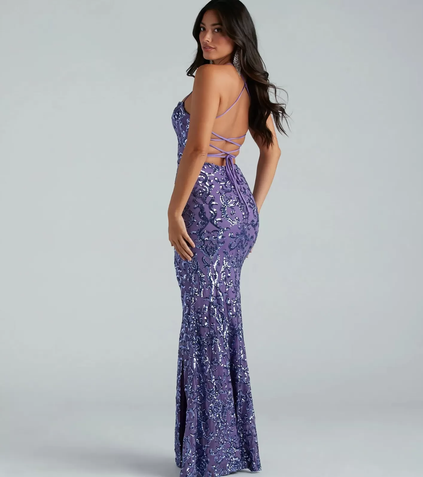 Windsor Rowena Sequin Mermaid Dress PURPLE Fashion
