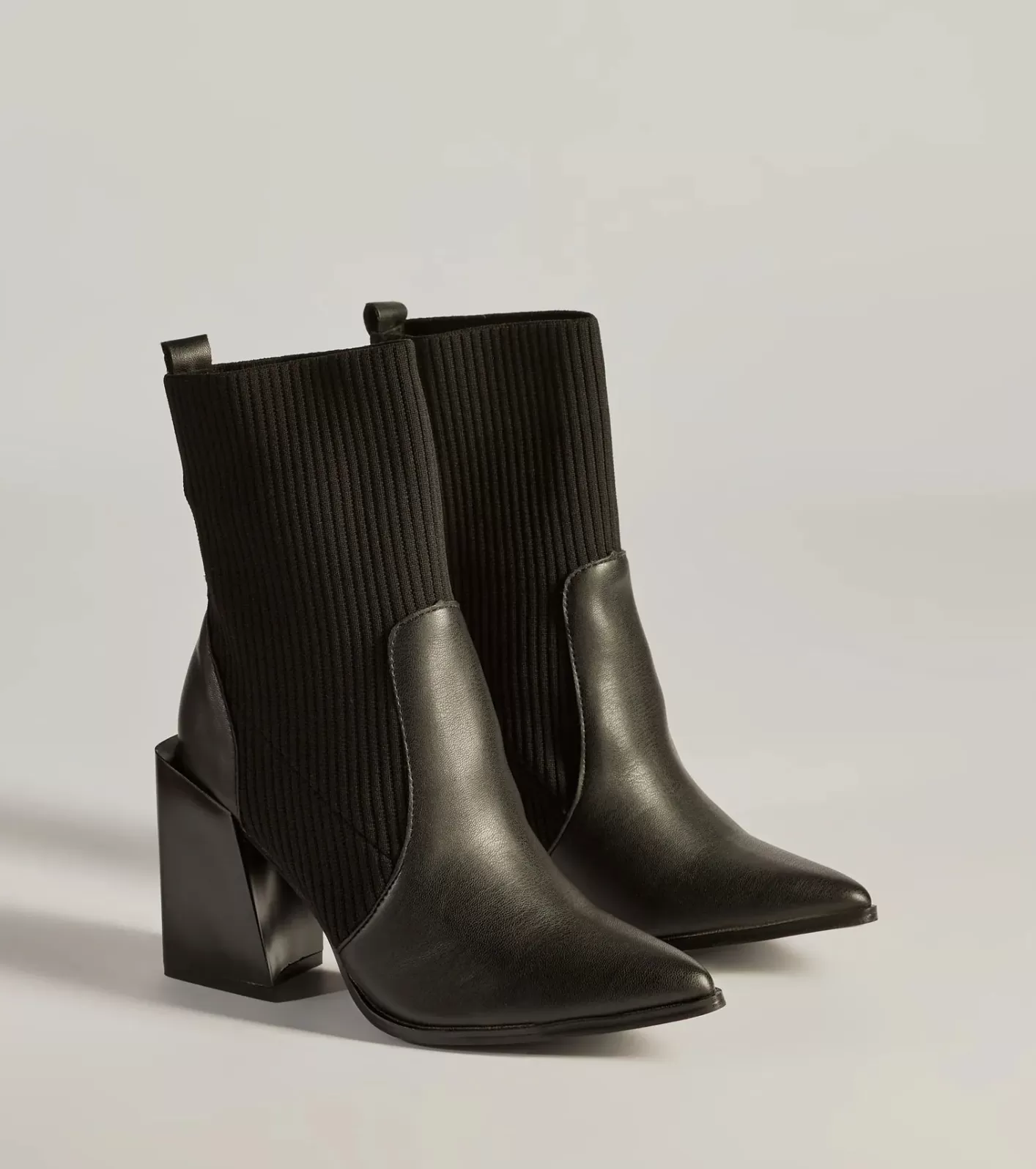 Windsor Runway Ready Faux Leather And Knit Ankle Booties BLACK Sale