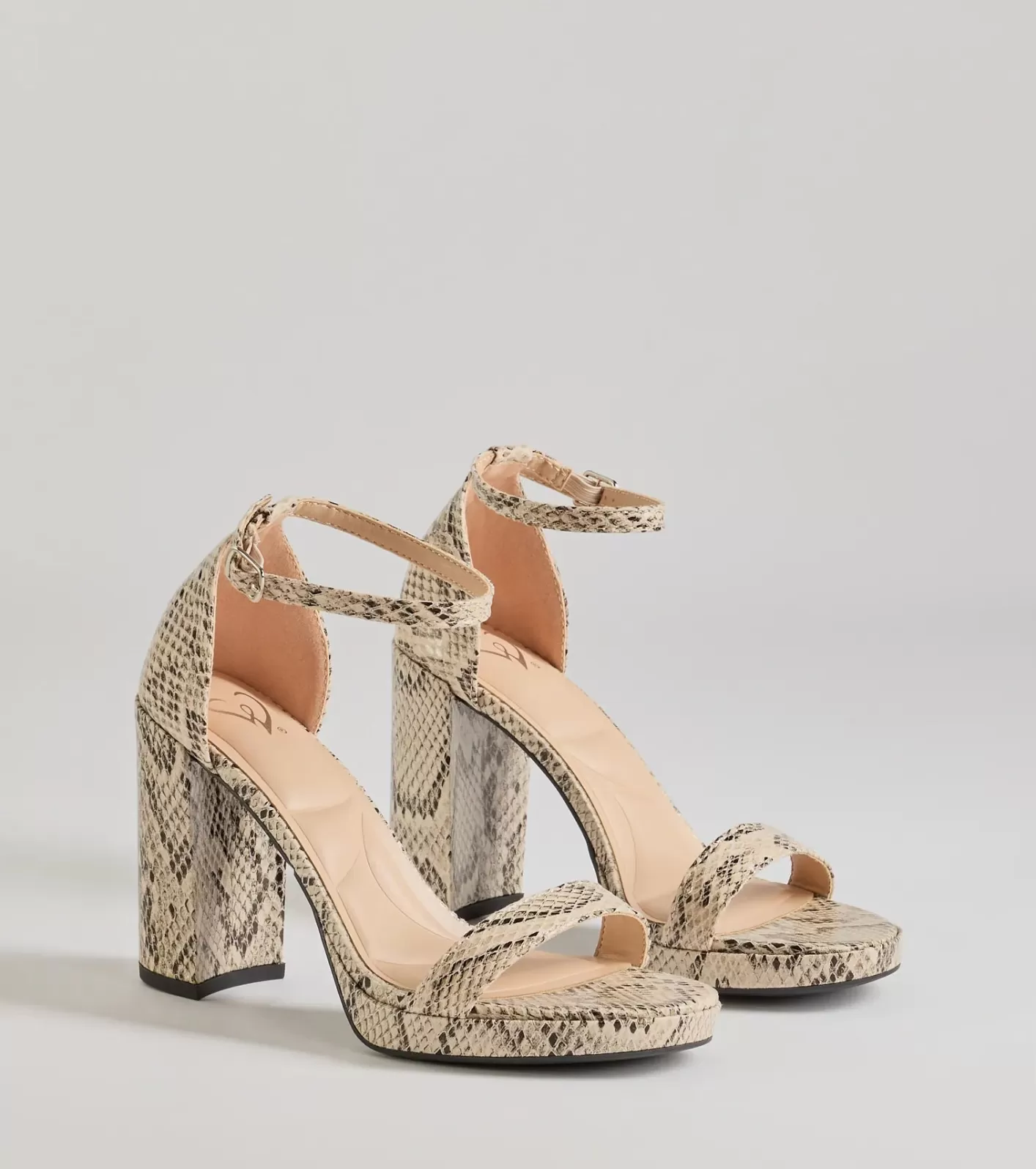 Windsor Sassy Moment Print Block Heels SNAKE Clearance