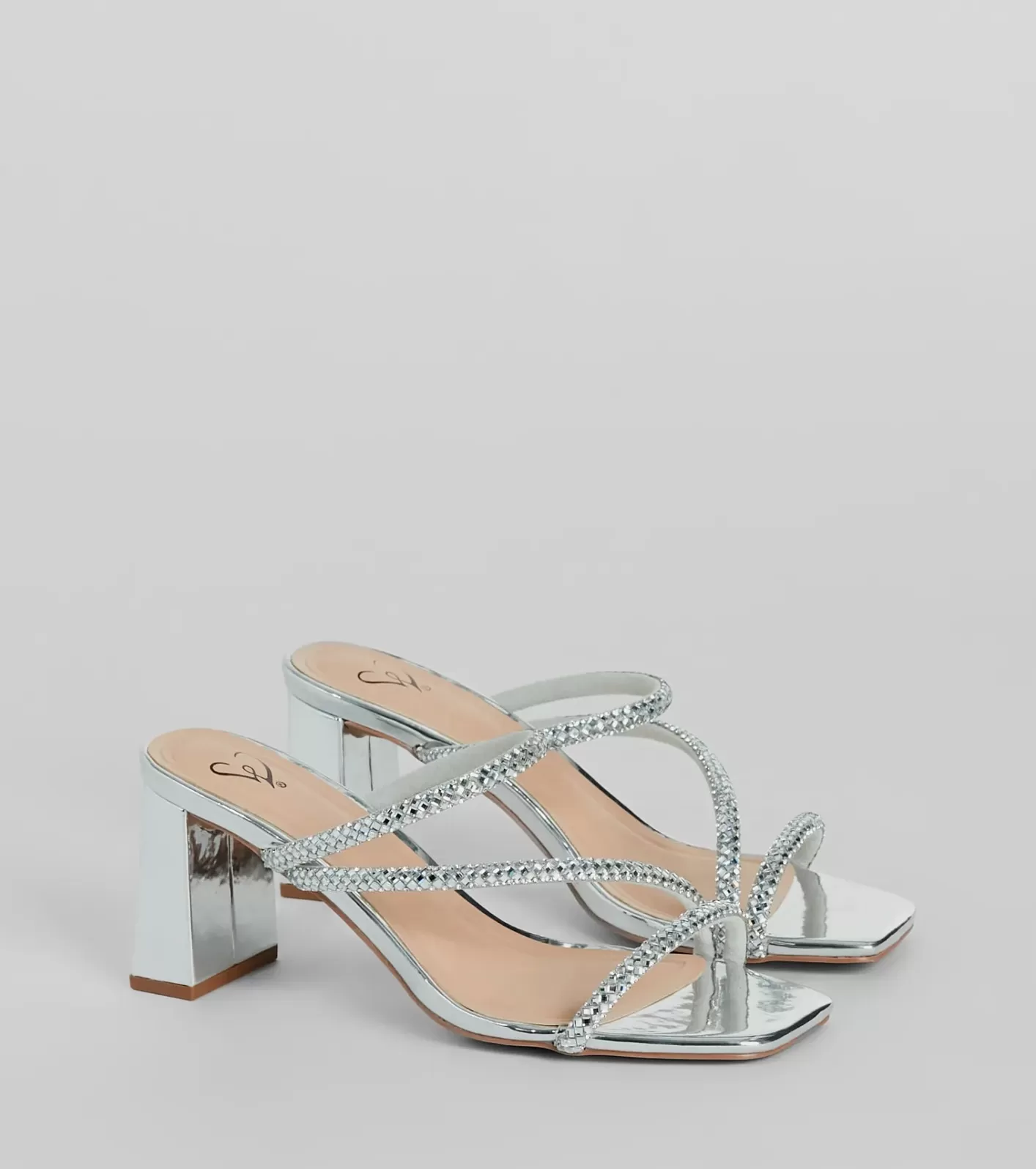 Windsor Season To Shine Metallic Rhinestone Mules SILVER Fashion