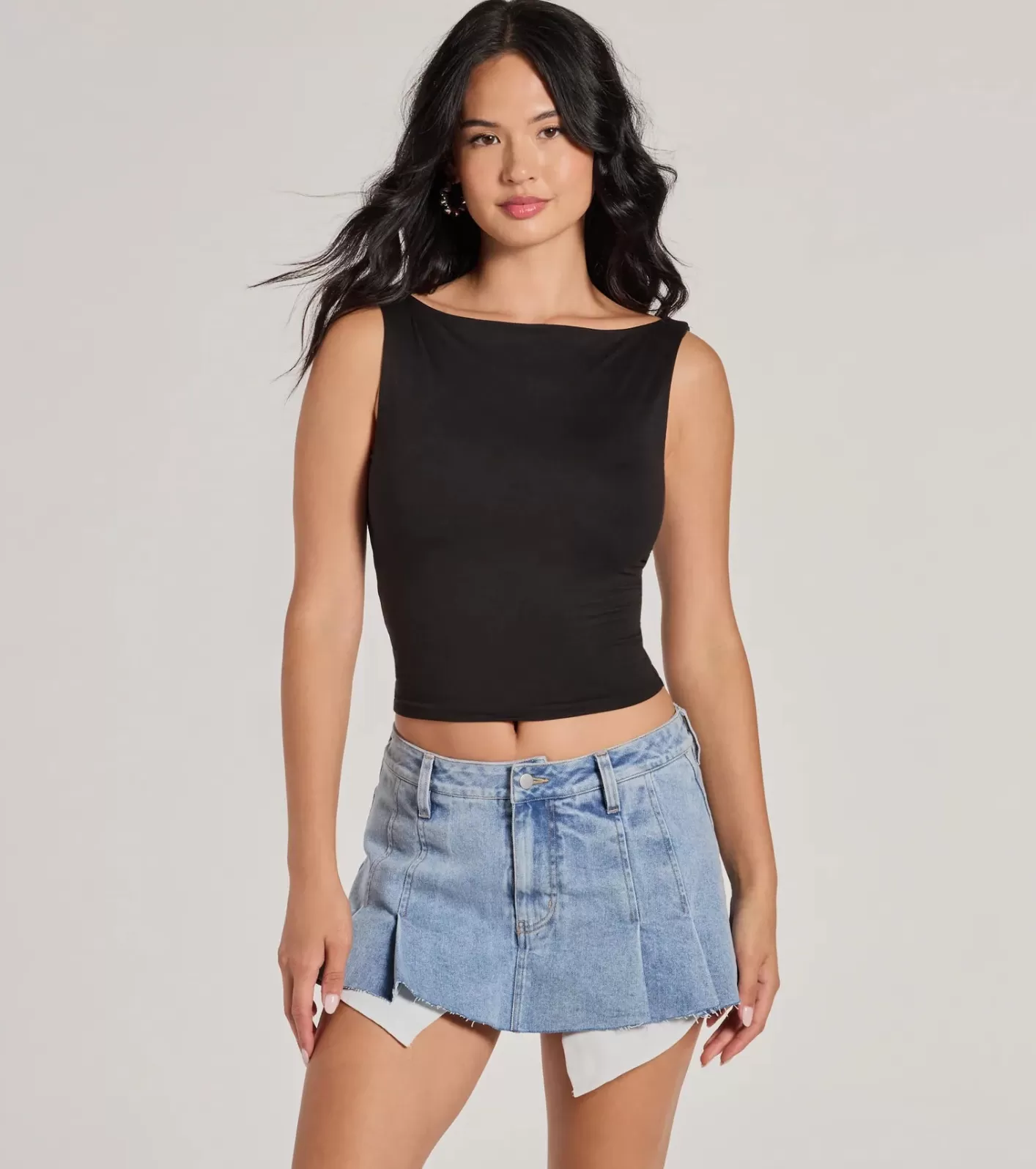 Windsor Second Look Open-Back Knit Tank Top BLACK Fashion