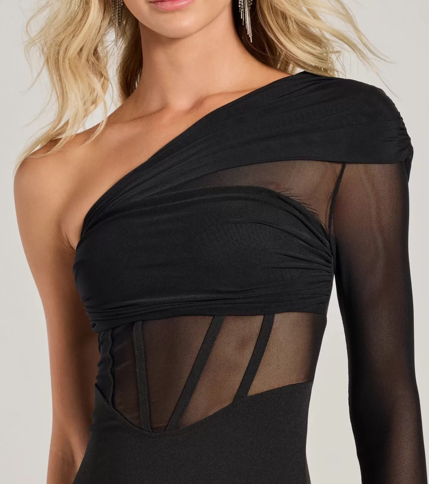 Windsor Sexy Sensation One-Shoulder Corset Bodycon Mini Dress BLACK Shop