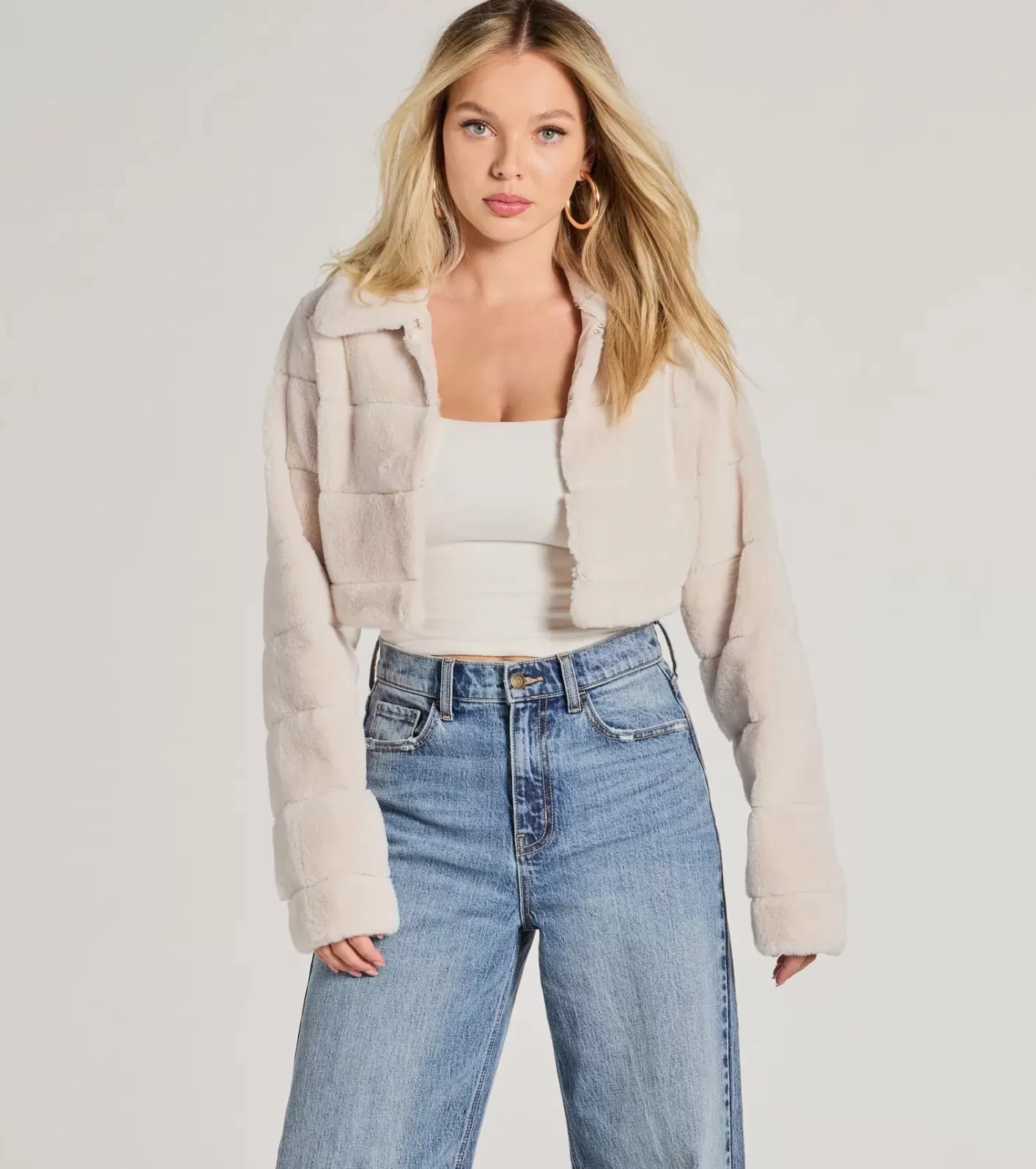 Windsor She's An Icon Faux Fur Cropped Jacket BEIGE Sale