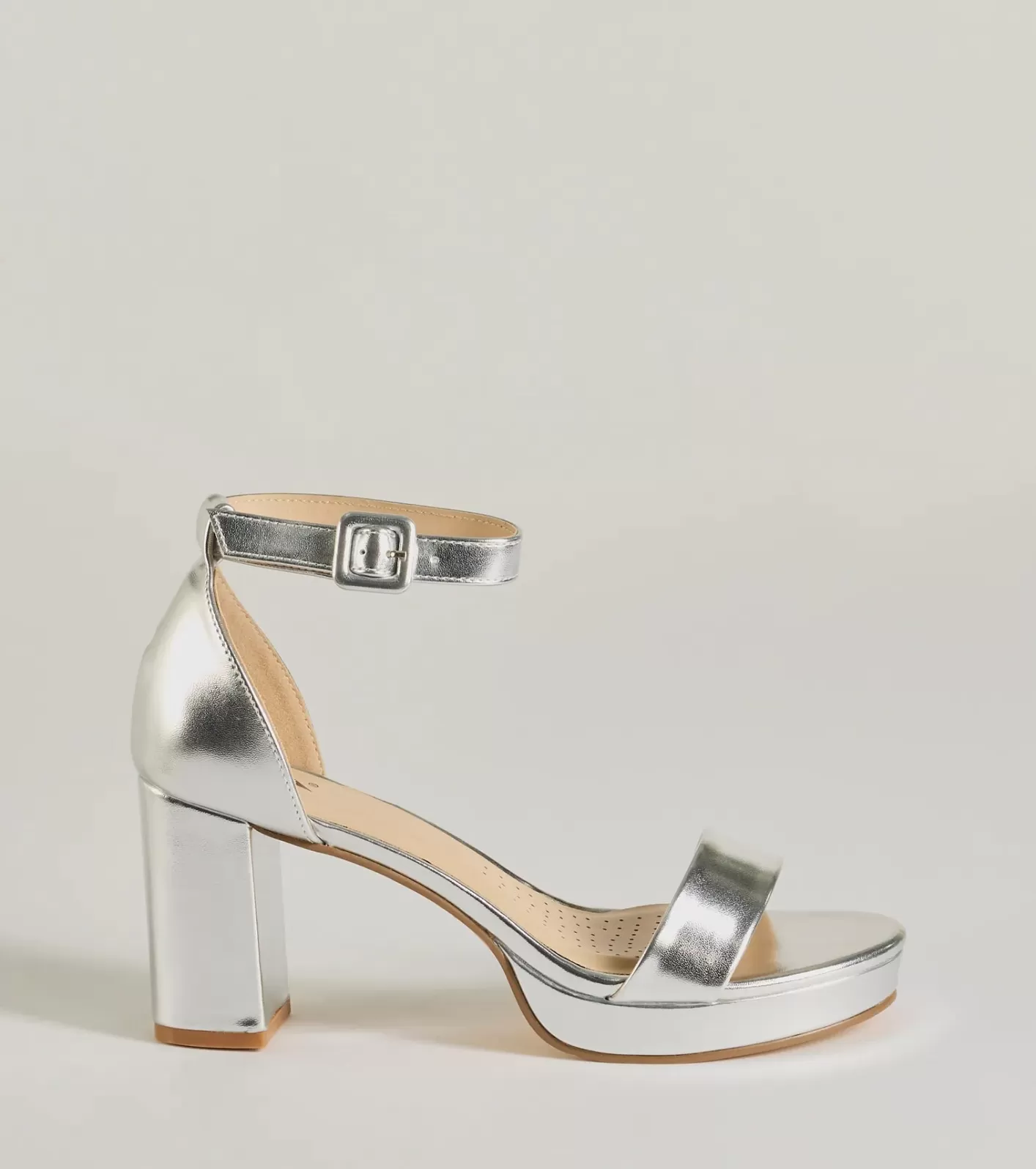 Windsor Shimmer and Shine Metallic Platform Block Heels SILVER Store