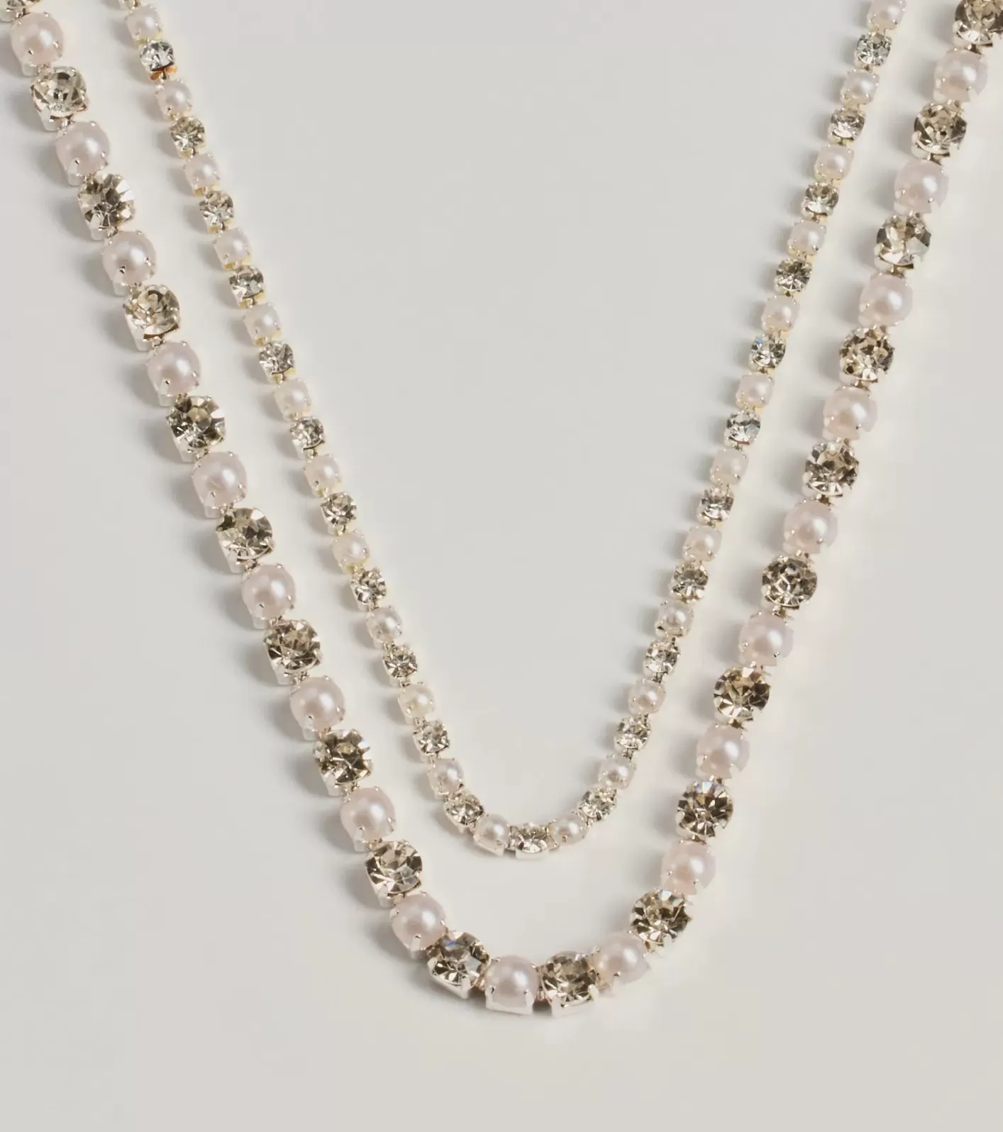 Windsor Shimmering Treasure Rhinestone And Pearl Choker SILVER Store