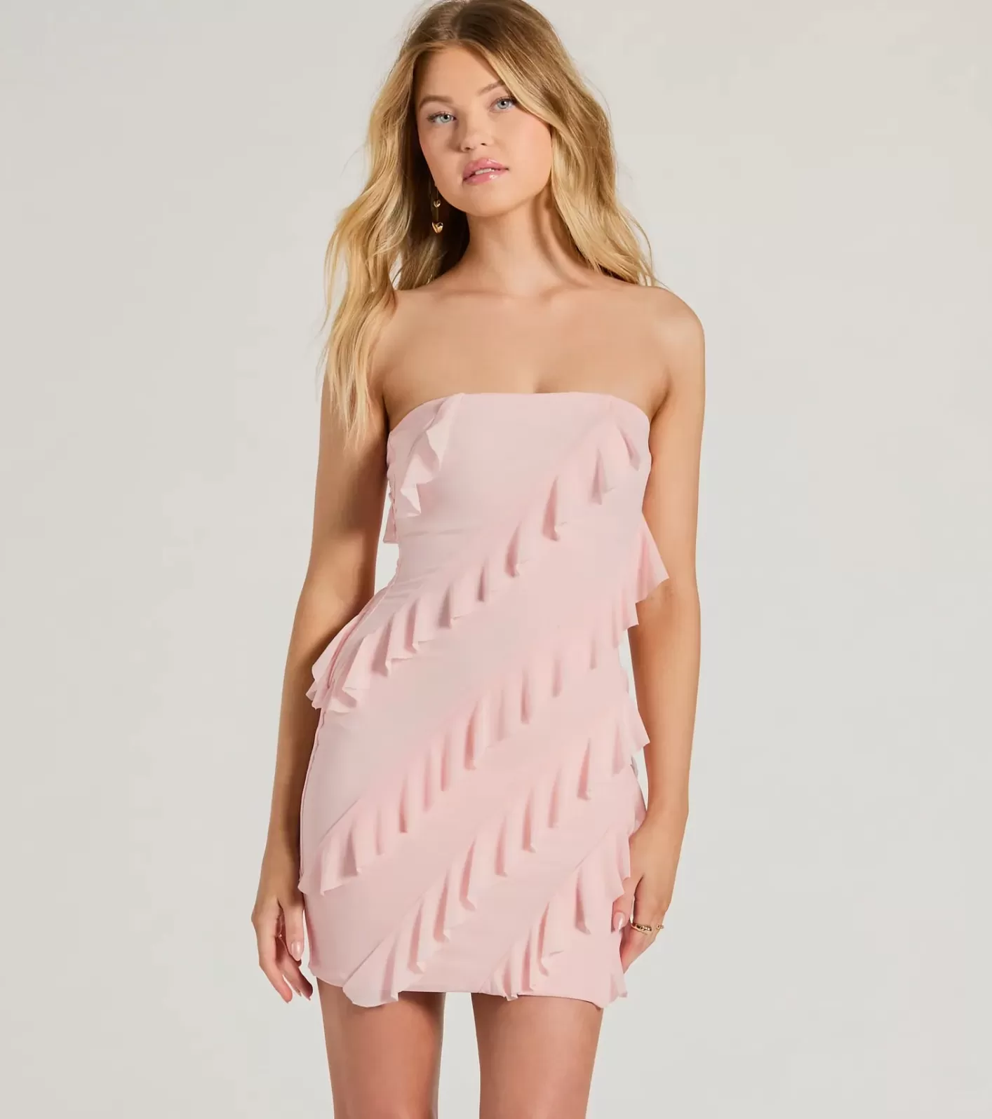 Windsor Sip Of Sultry Strapless Ruffle Mini Dress PINK Cheap