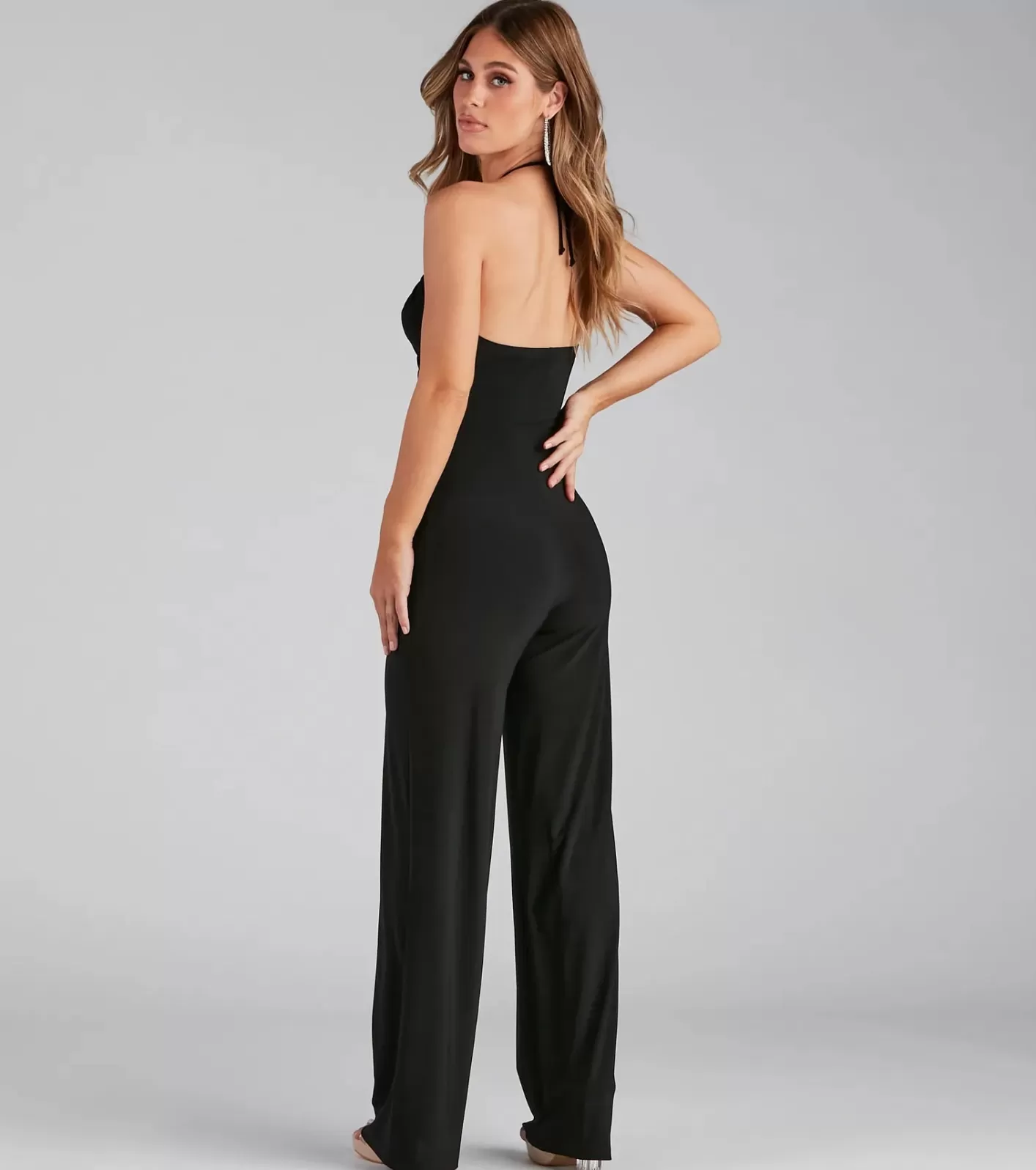 Windsor Sleek And Sultry Halter Jumpsuit BLACK Fashion