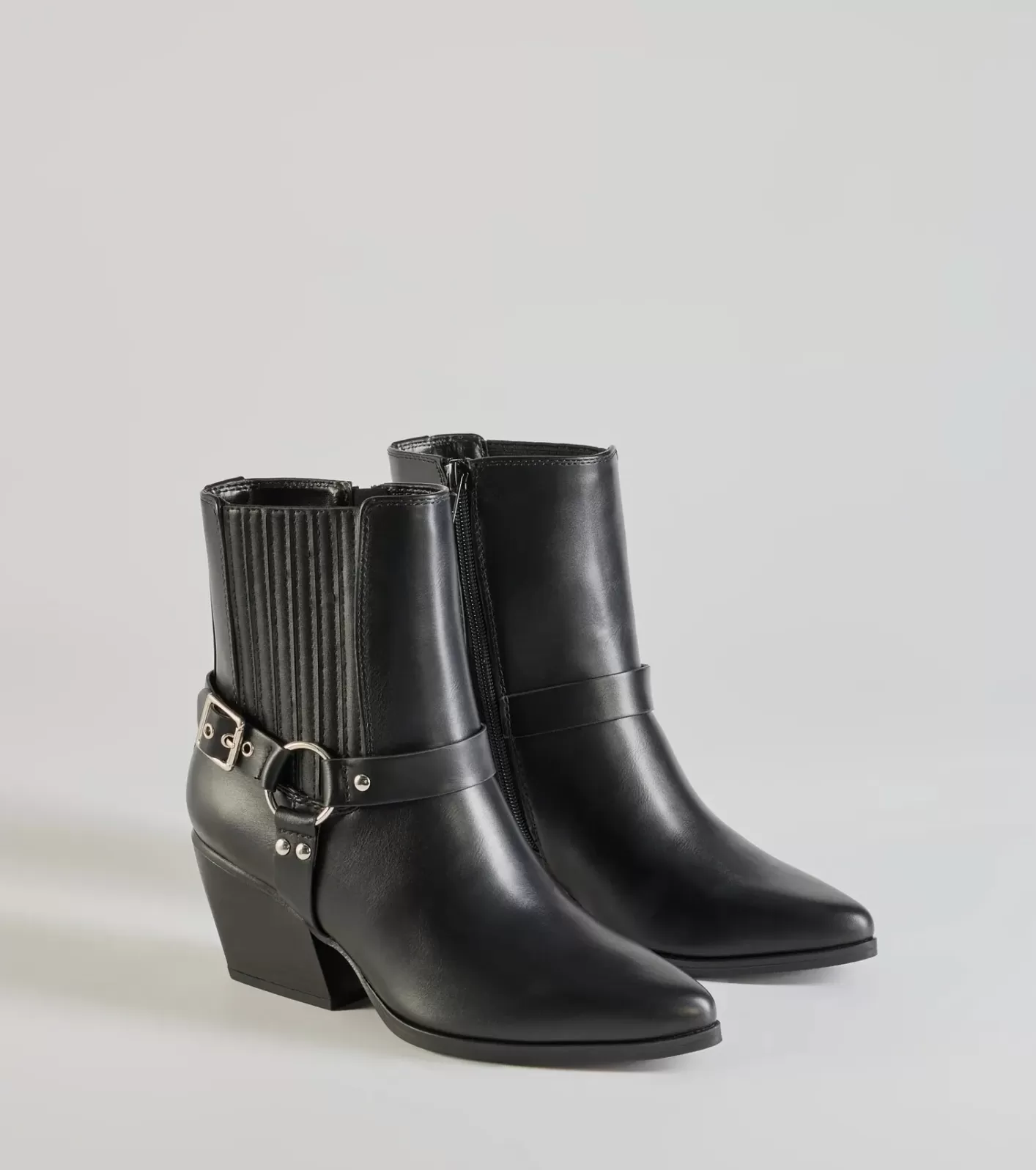 Windsor Sleek Strut Moto Western Ankle Booties BLACK Fashion